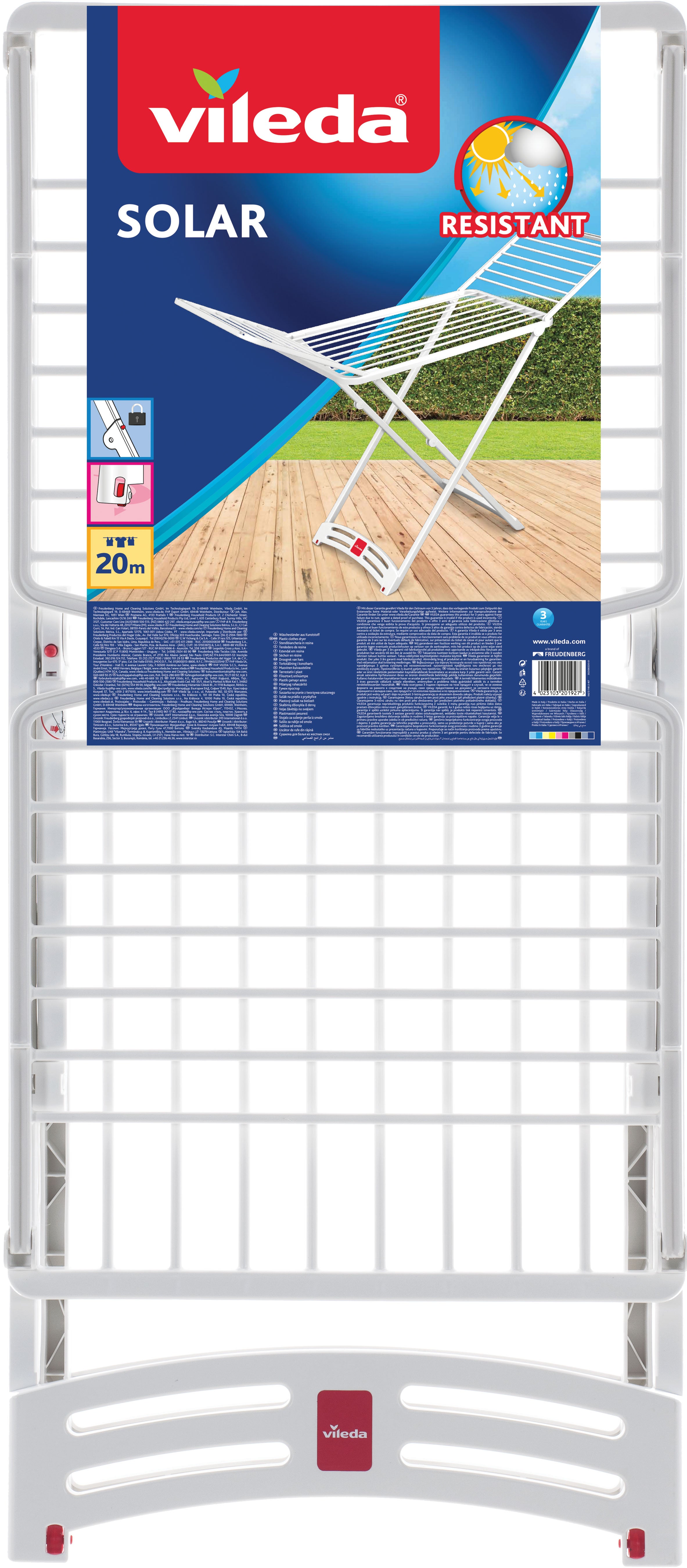 Stendibiancheria da appoggio con battenti VILEDA SOLAR da esterno con ruote in resina bianco L 181.5 cm - 5