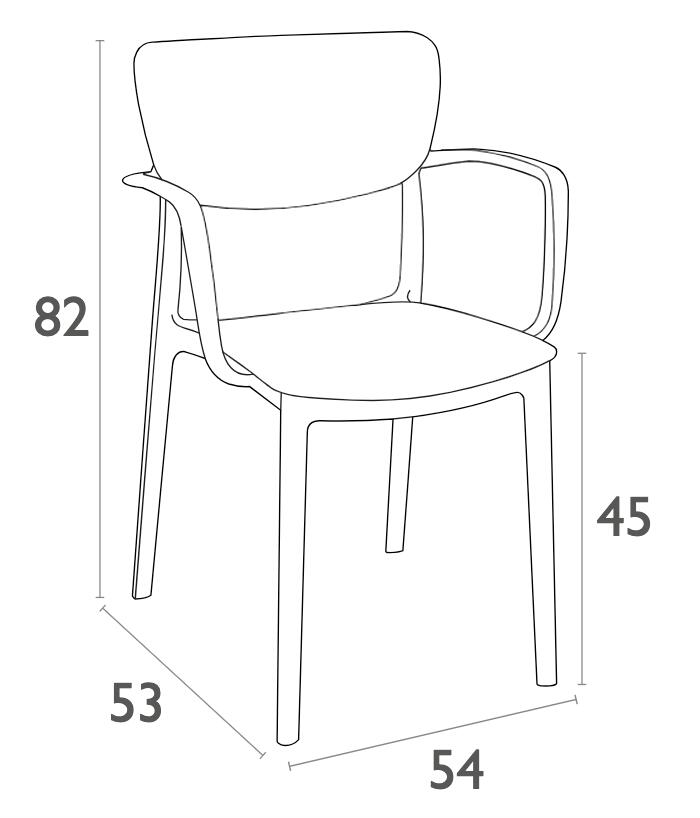 Sedia da giardino con braccioli Lisa FIAM, struttura e seduta in polipropilene tortora - 12
