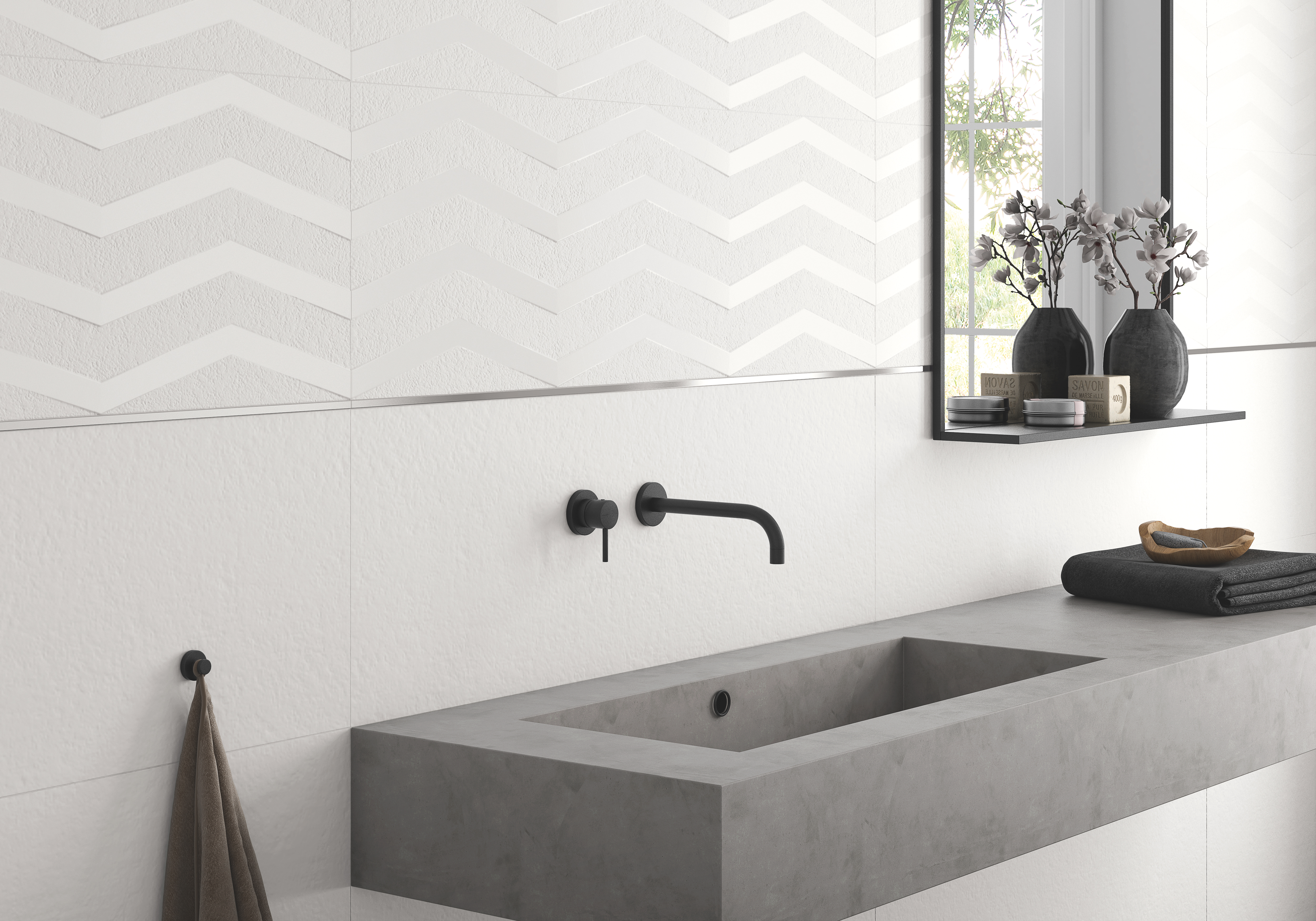 Azulejo cerámico chalk efecto cemento blanco 40x120 cm artens