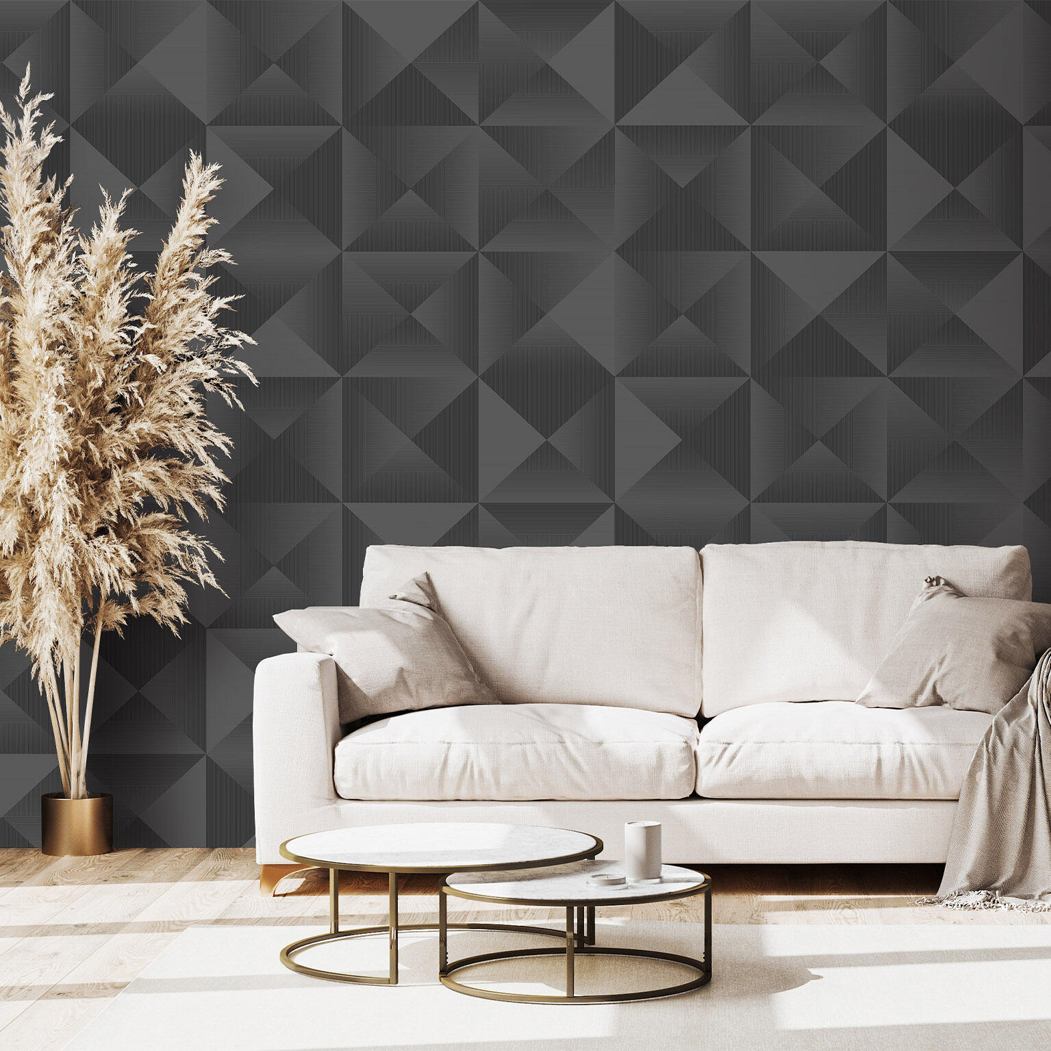 Papel pintado tnt caleidoscopio negro 0,53x10,05 metros