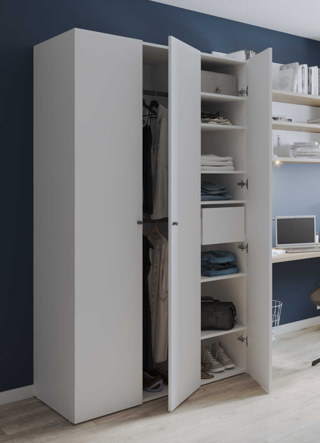 Porta roupeiro de bater Spaceo Evo'M 39.7x204.5cm branco mate - 6
