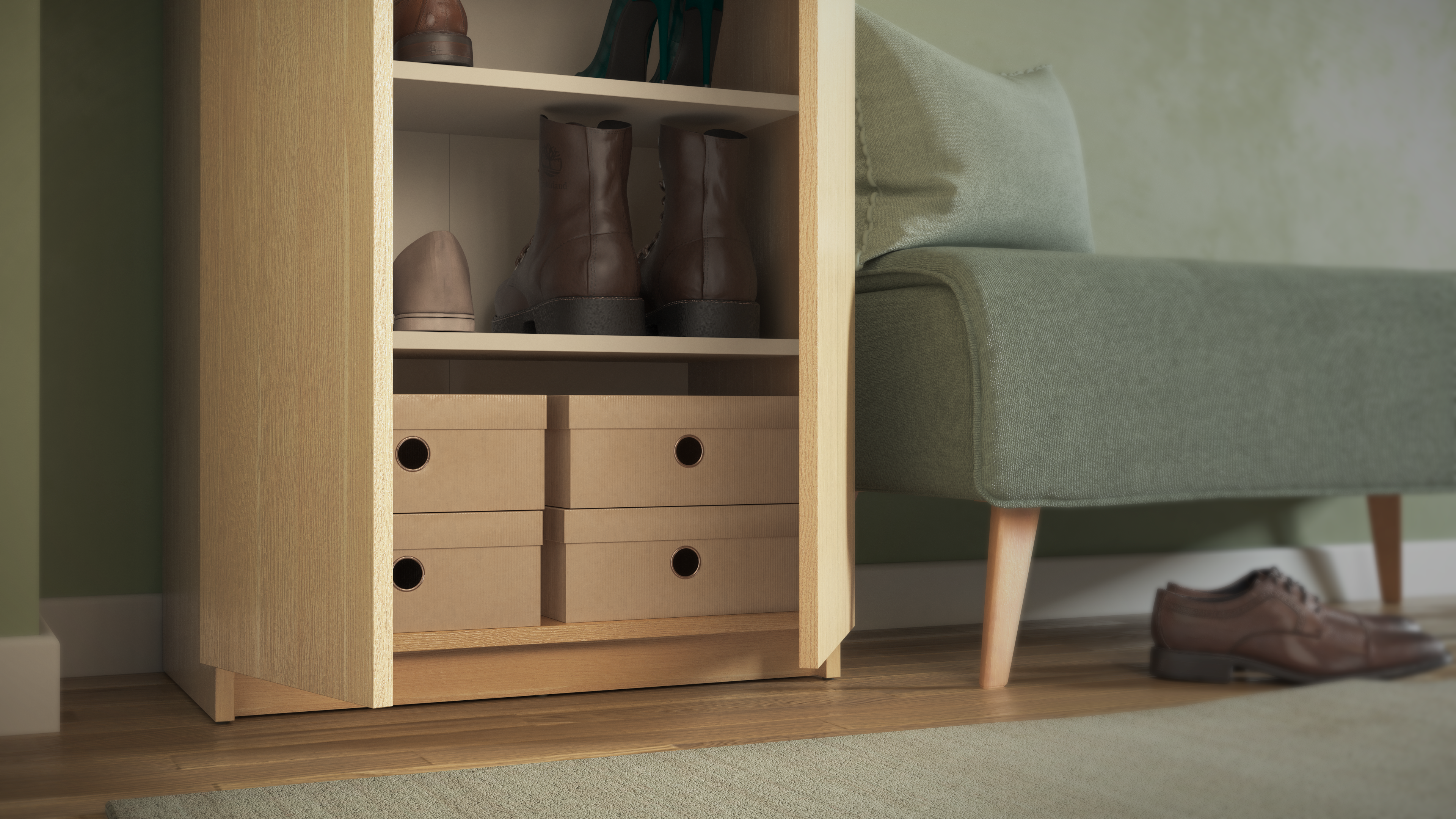 Sapateira 2 portas 21 pares 180x60x35,6 cm carvalho natural Homes Nimes - 17