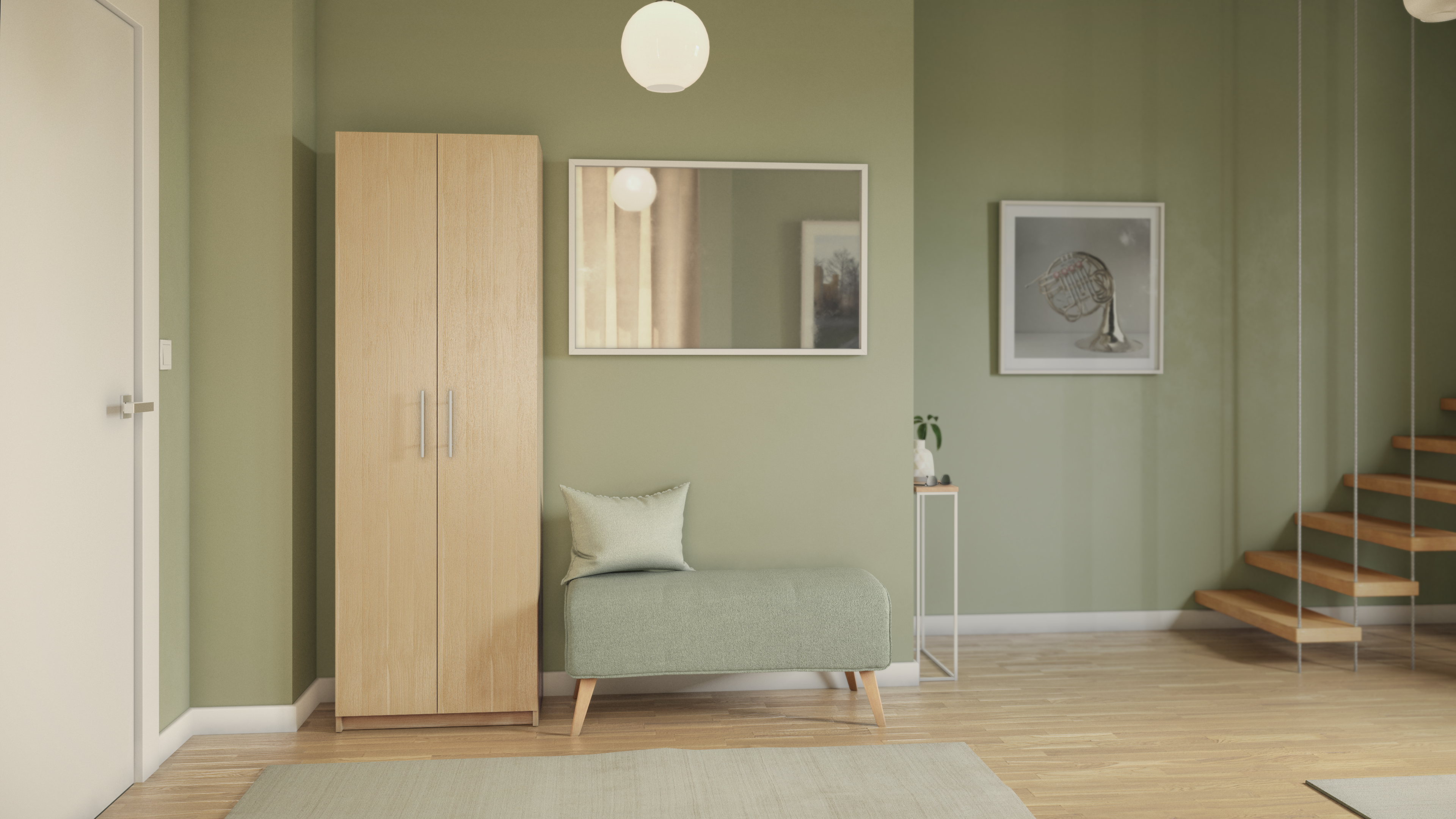 Sapateira 2 portas 21 pares 180x60x35,6 cm carvalho natural Homes Nimes - 15