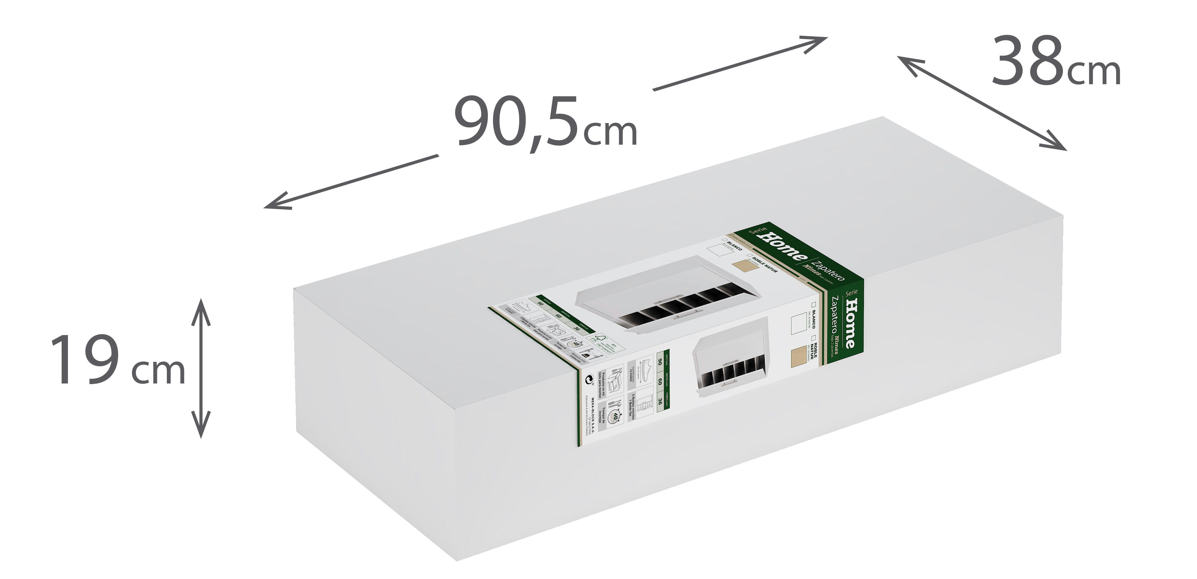 Sapateira 2 portas carvalho natural 18 pares 90x60x35,6 cm Home Nimes - 10