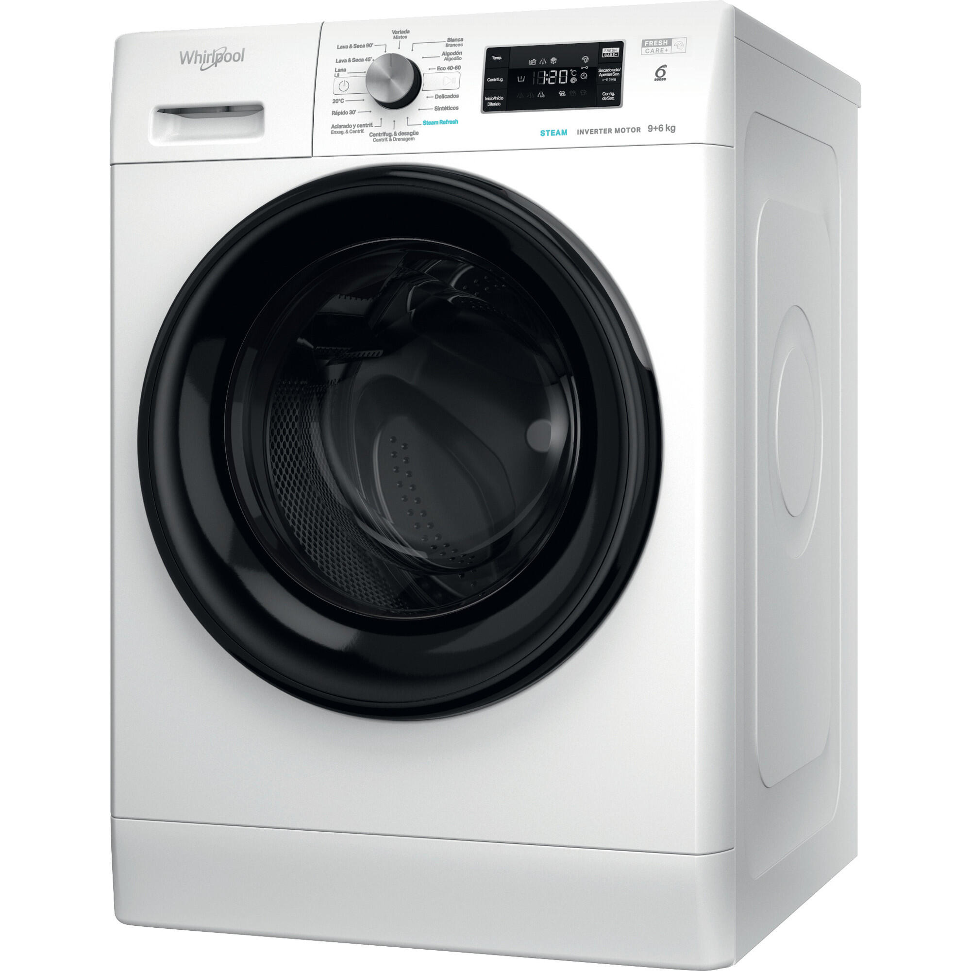 Lavadora secadora WHIRLPOOL FFWDB 964489 BV SPT carga frontal 9/6 kg 1400Rpm 14 programas clase A blanco - 6