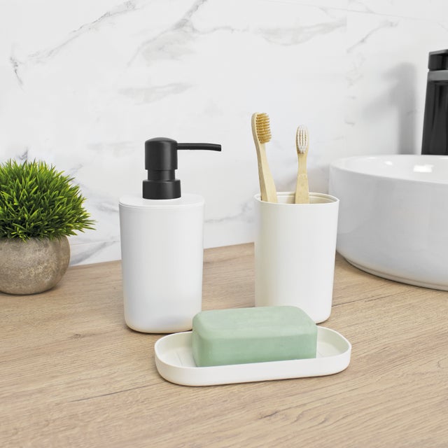 Conjunto doseador, copo e bandeja branco Baltik