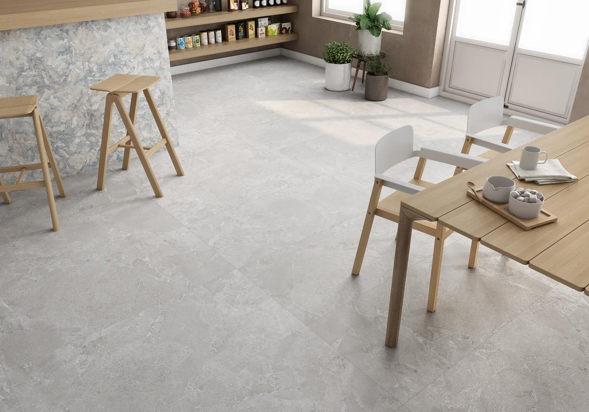 Suelo porcelánico new neutral efecto piedra sand 60x120 cm c2 roca tiles