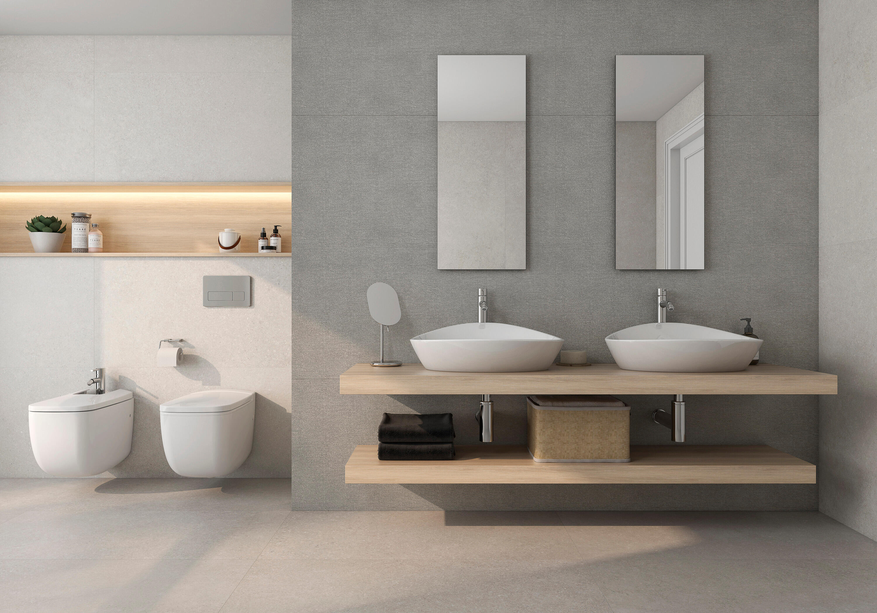 Suelo porcelánico neutral stone efecto piedra arena 90x90 cm c1 roca tiles