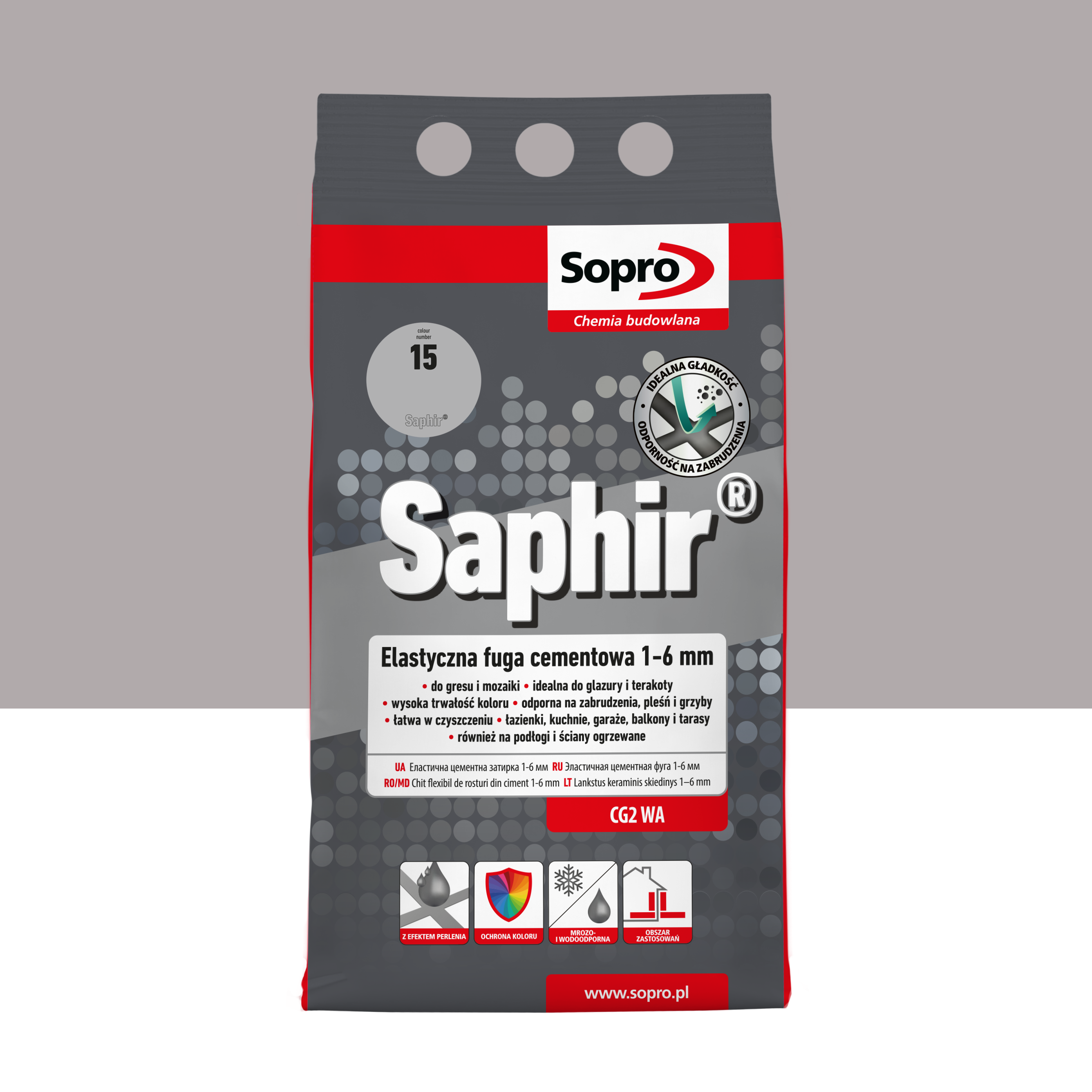 Fuga  elastyczna Saphir Szary 4 kg kolor 15 Sopro