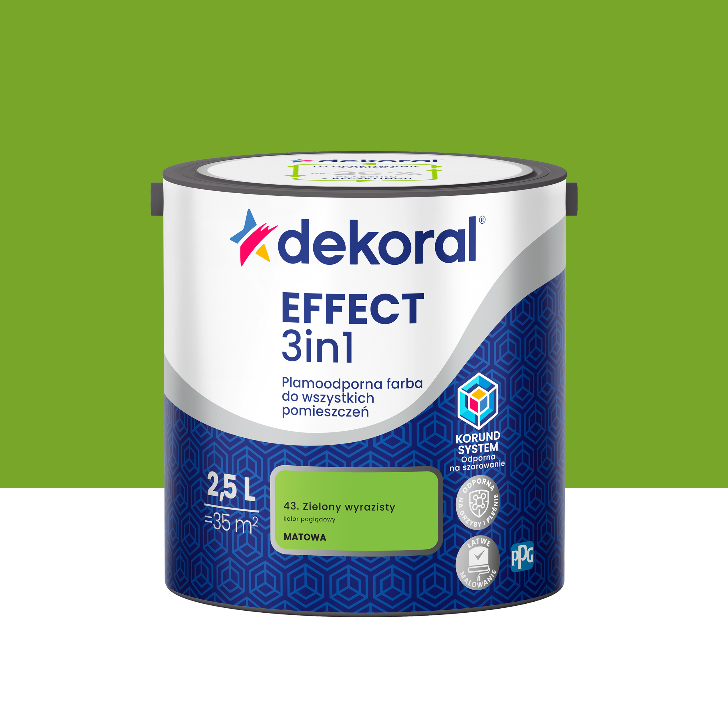 Farba do ścian Dekoral Effect 3in1 Zielony wyrazisty 2.5 l
