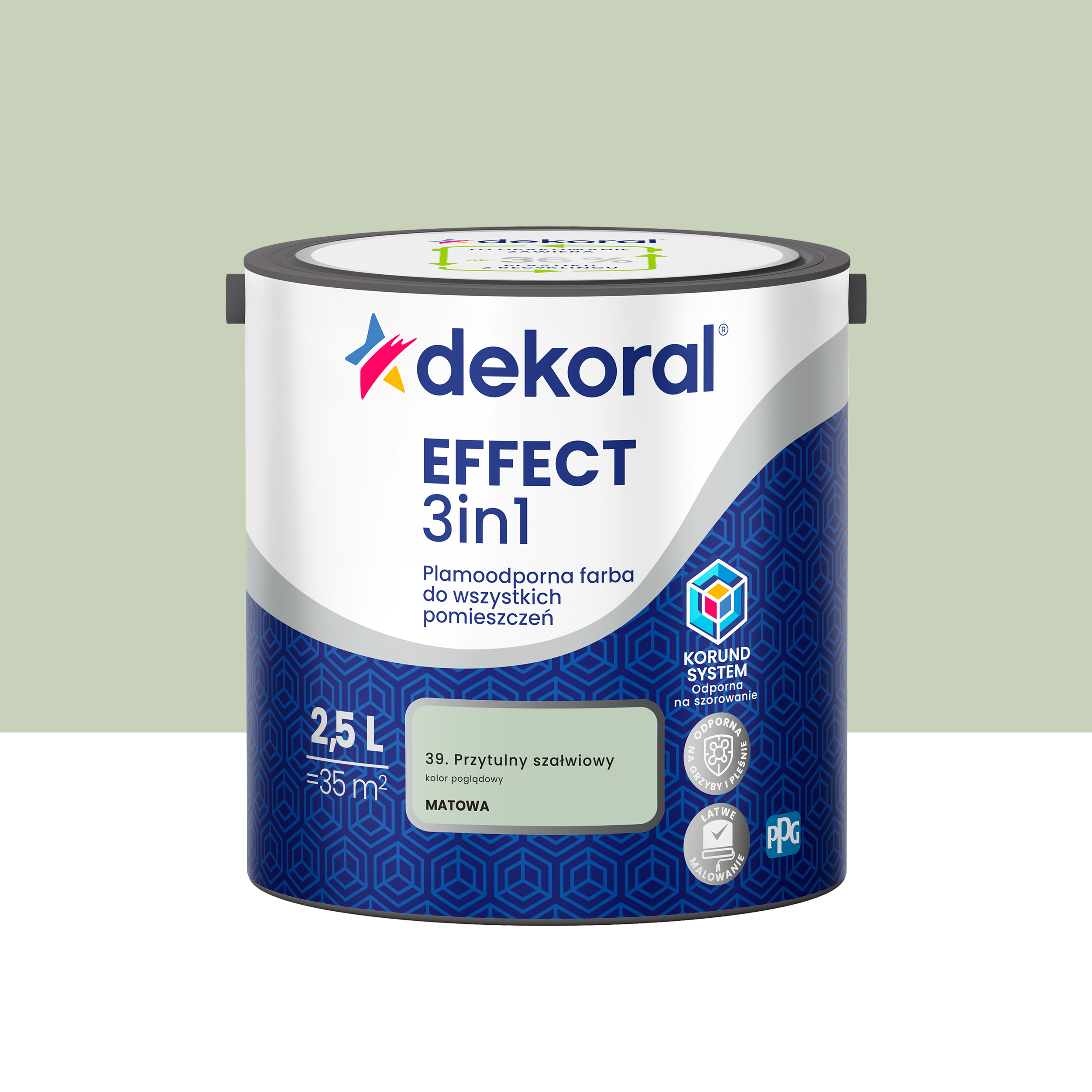 Farba do ścian Dekoral Effect 3in1 Przytulny szałwiowy 2.5 l