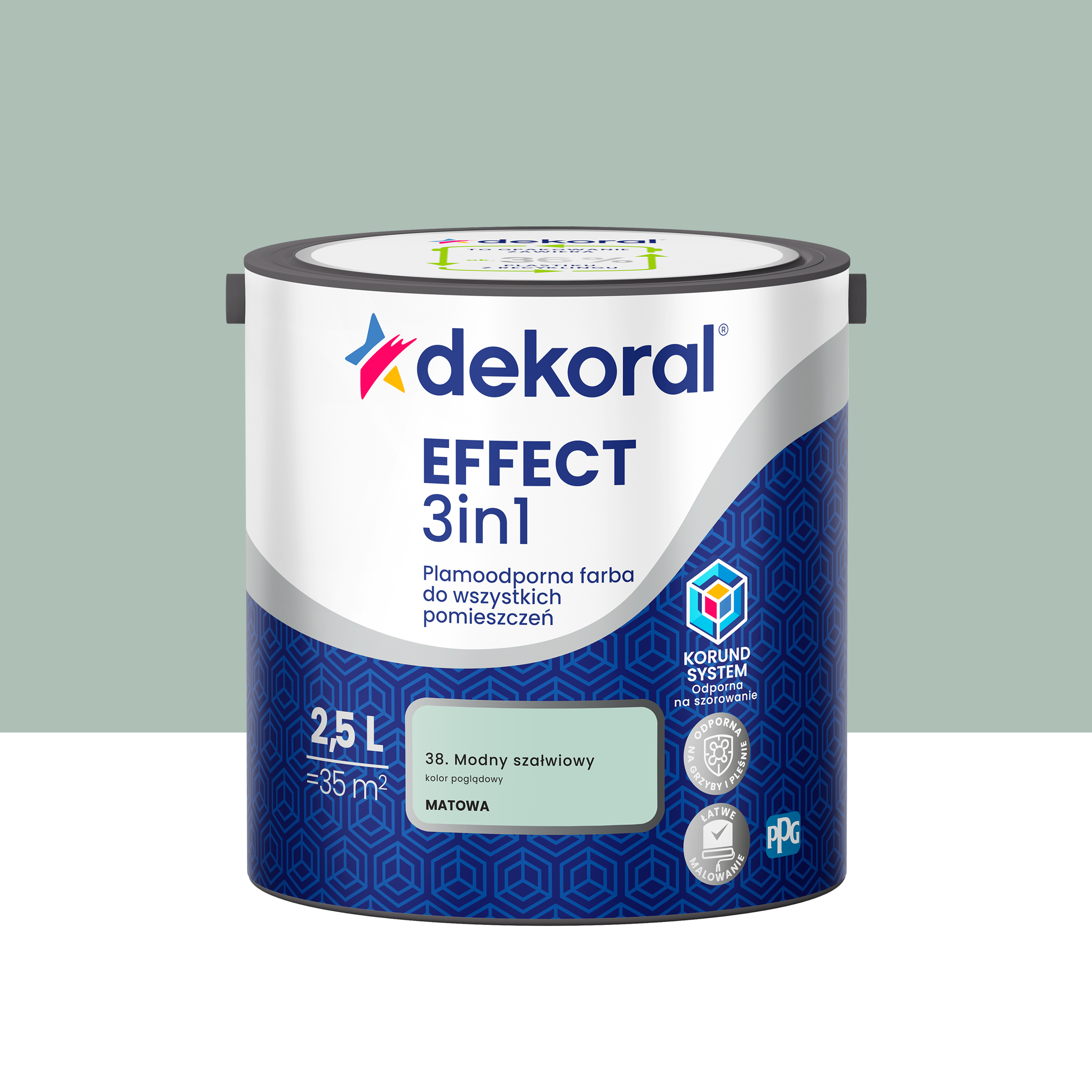 Farba do ścian Dekoral Effect 3in1 Modny szałwiowy 2.5 l