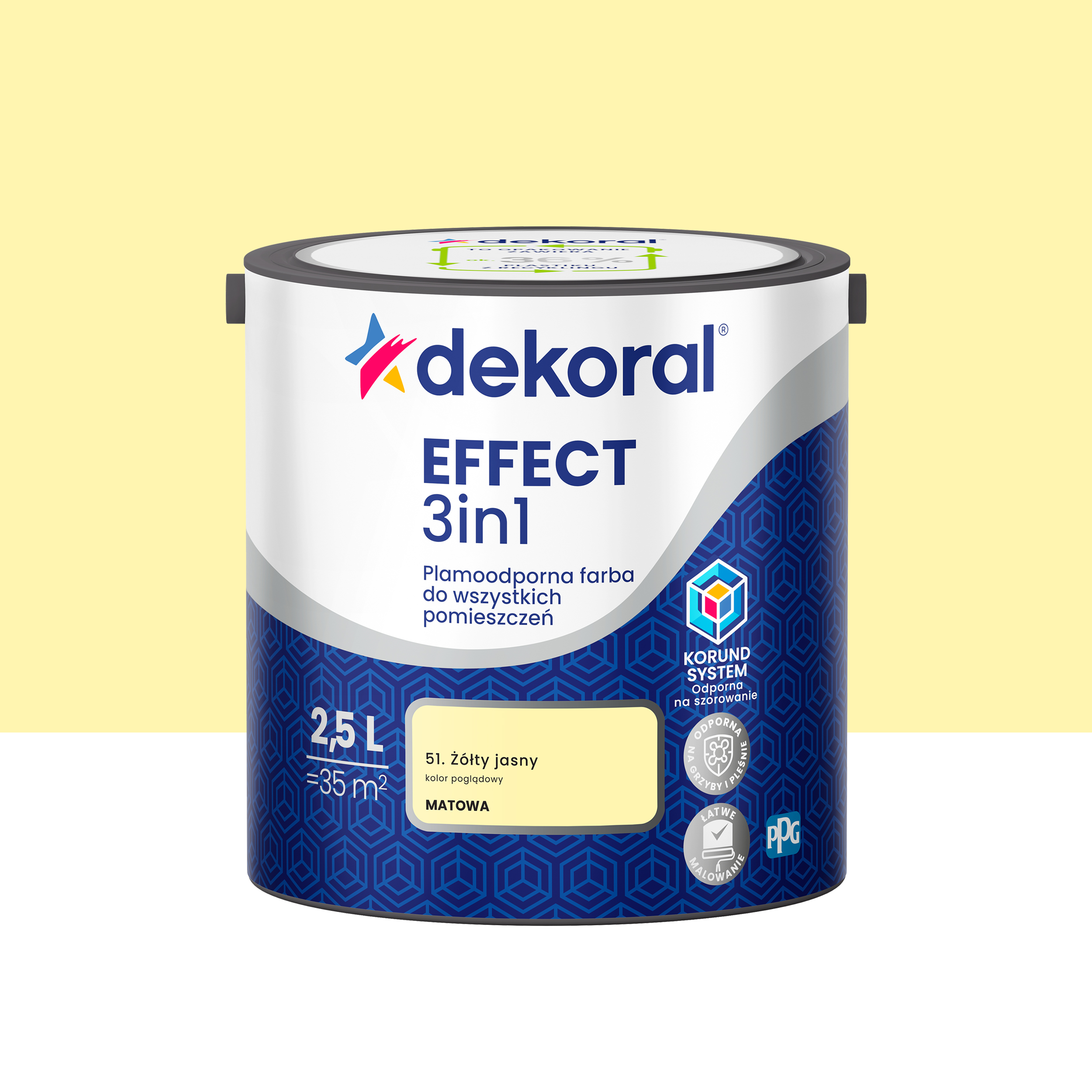 Farba do ścian Dekoral Effect 3in1 Żółty jasny 2.5 l
