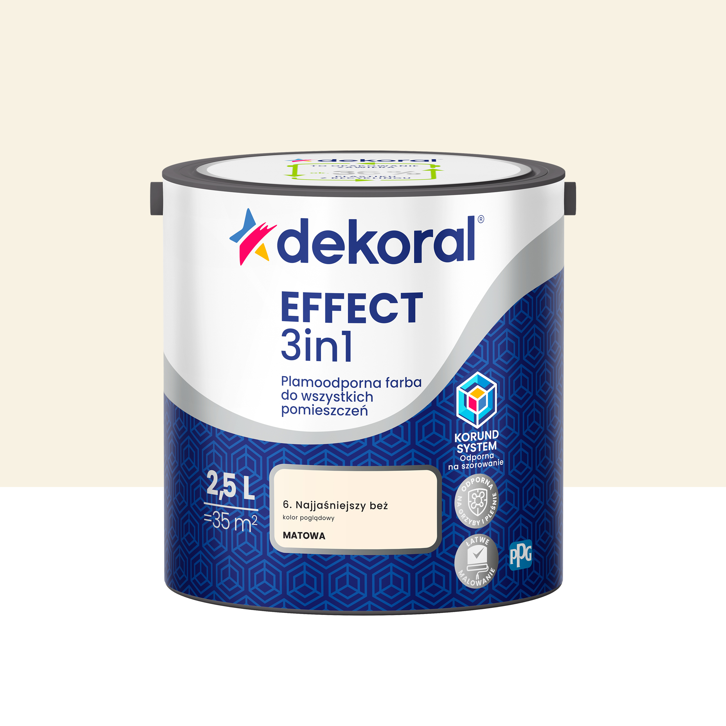 Farba do ścian Dekoral Effect 3in1 Najjaśniejszy beż 2.5 l