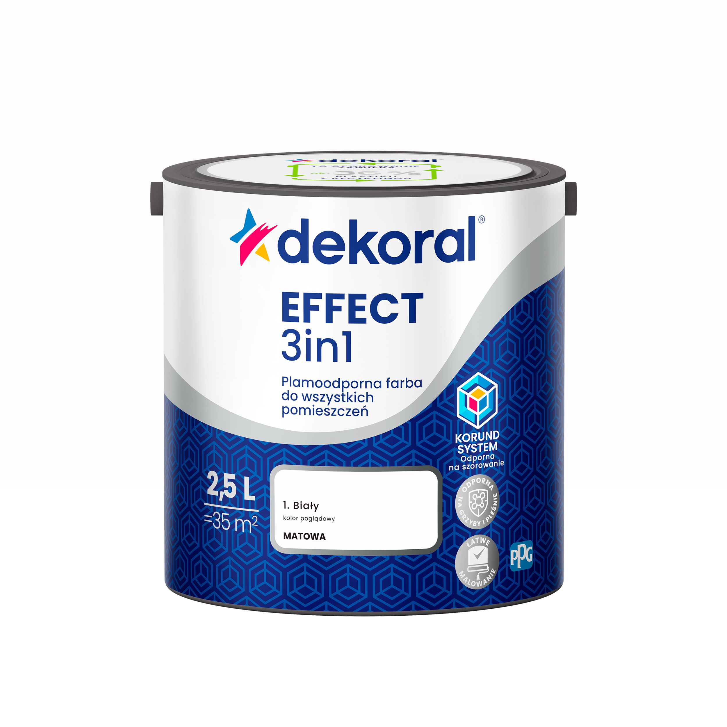 Farba do ścian Dekoral Effect 3in1 Biały 2.5 l