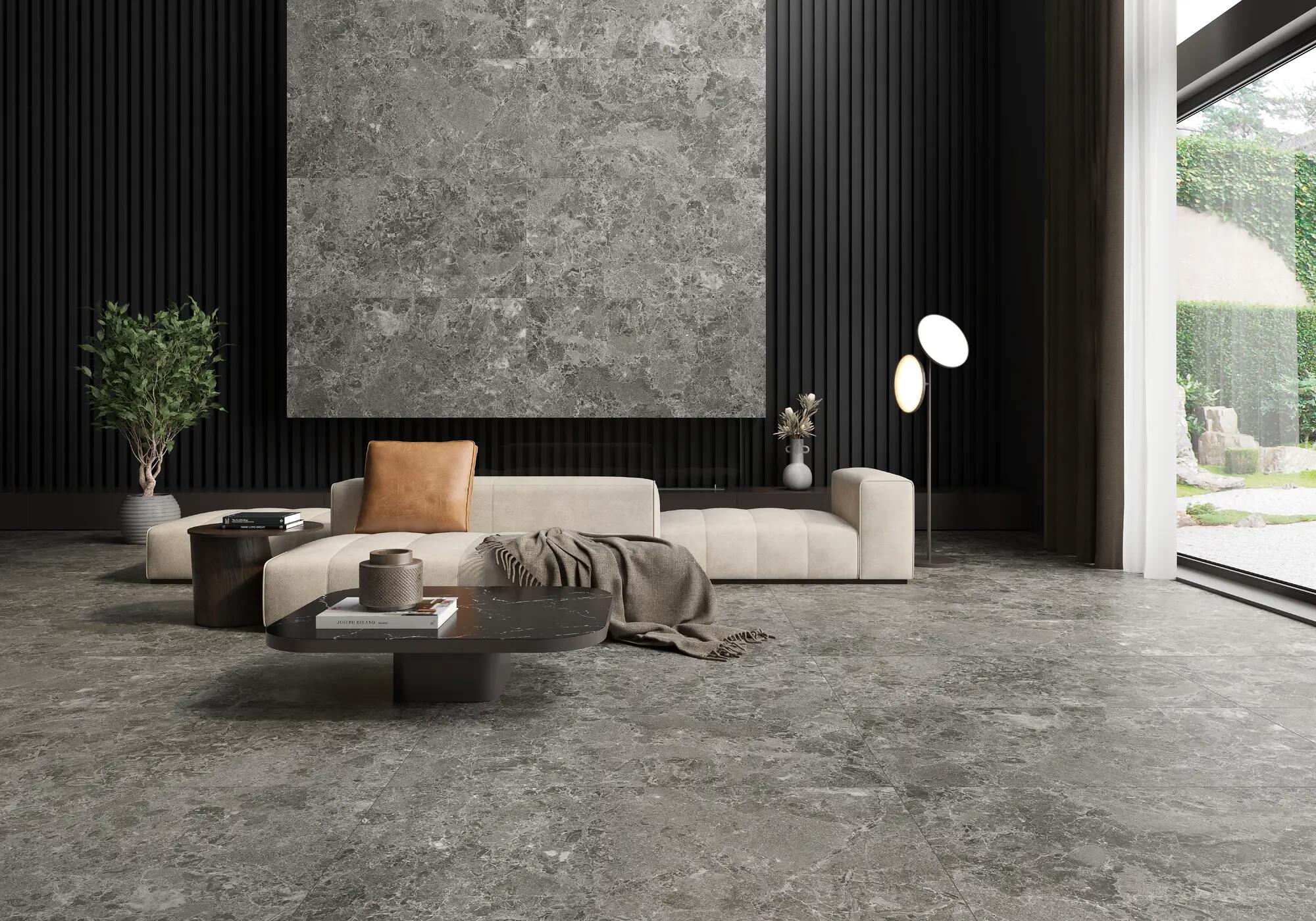 Suelo/azulejo porcelánico ceppotech efecto grafito 60x120 cm c2 roca tiles