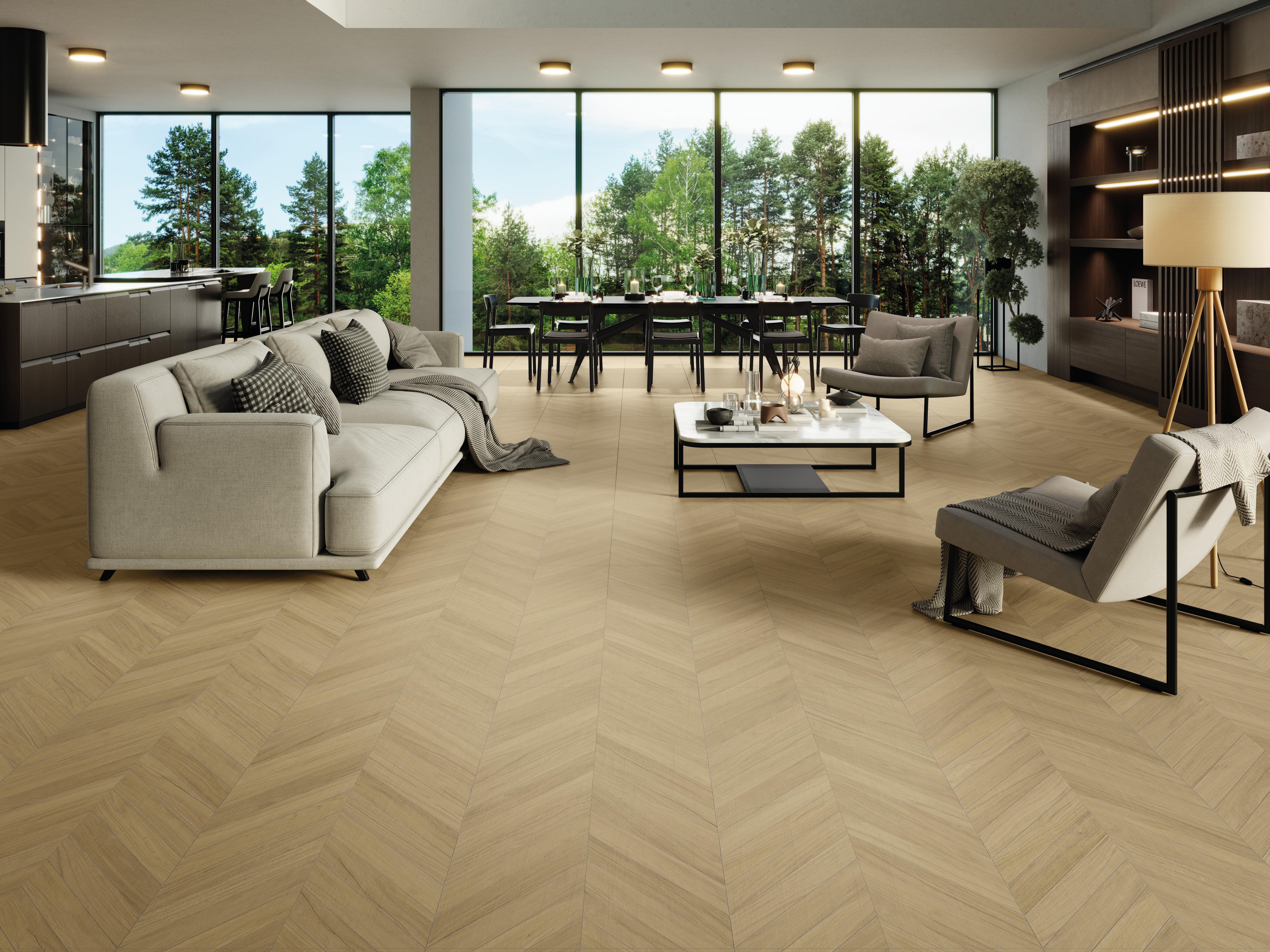 Suelo/azulejo porcelánico chevrons boreal efecto madera honey 60x120 cm c1