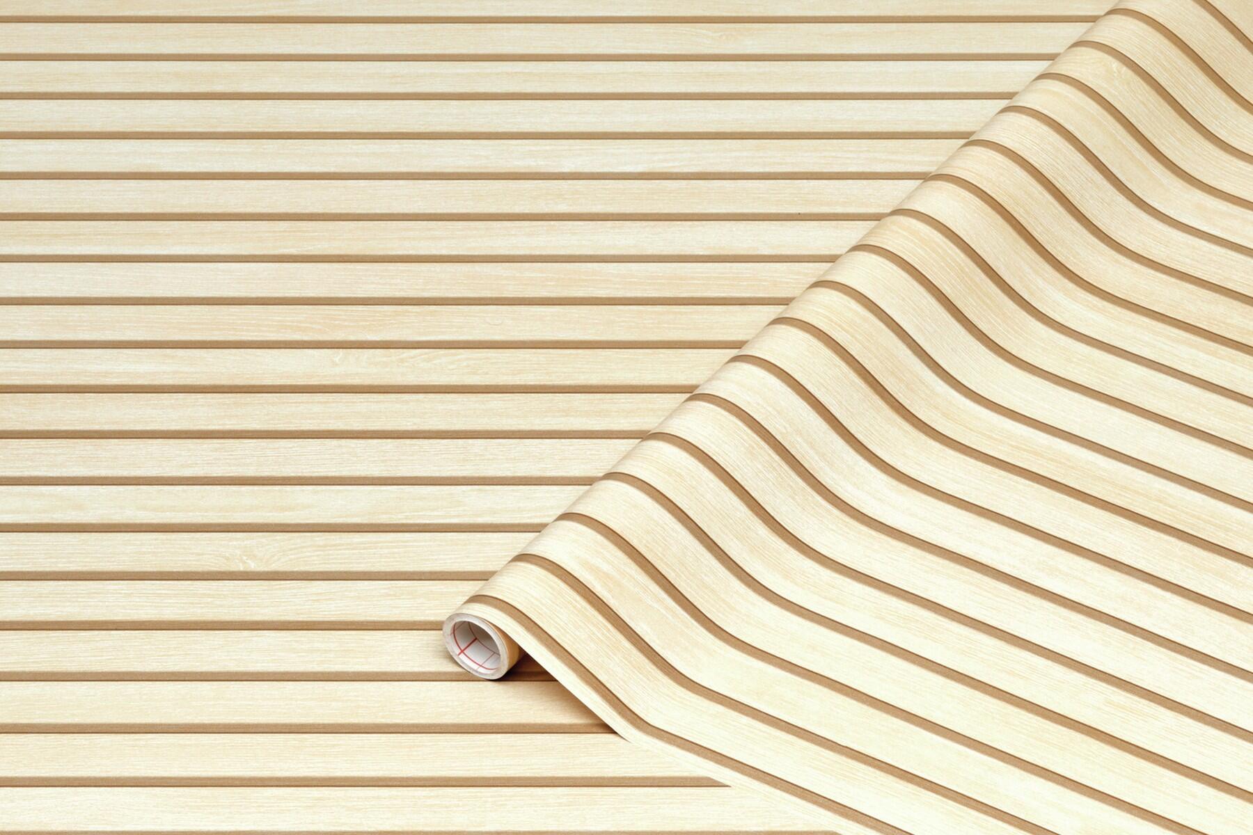 Revestimiento adhesivo mural  beige  Listones De Madera de 0.45 x 2m - 6
