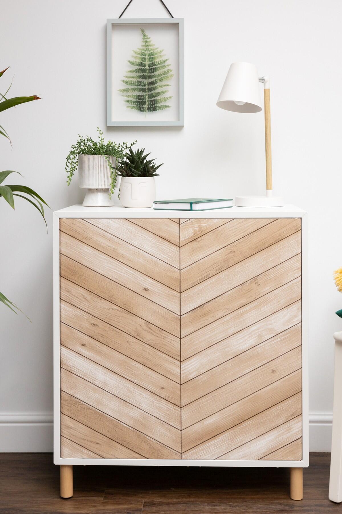 Revestimiento adhesivo mural  beige  Madera Espiga de 0.675 x 2m - 4