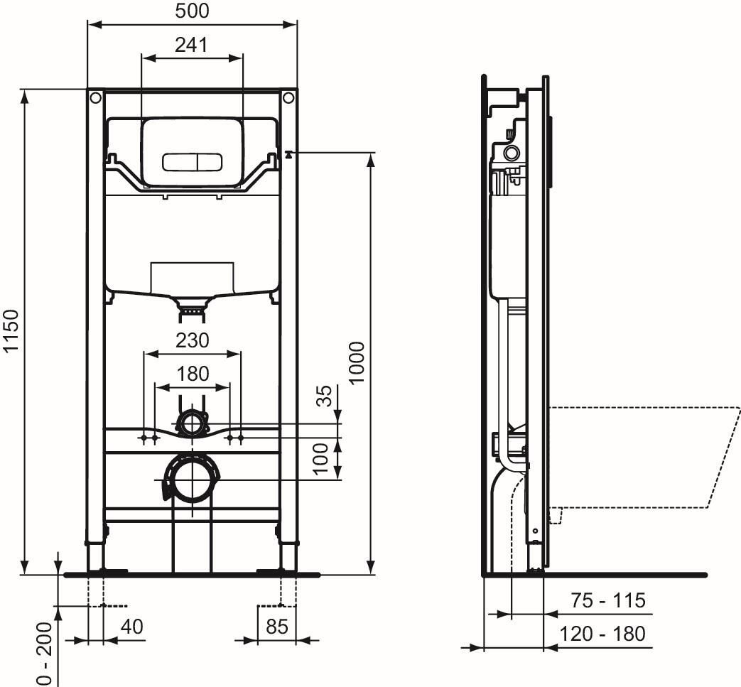Bastidor para anclaje WC suspendido IDEAL STANDARD Prosys 115x50x12 cm cromo brillo - 3