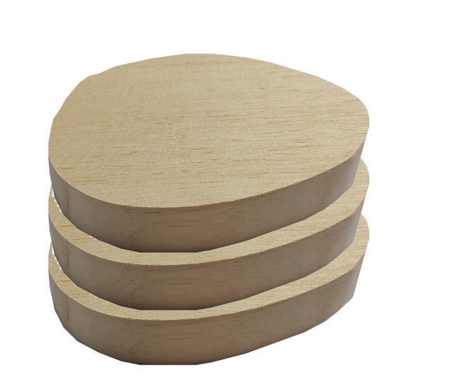 Sagoma decorativa ovale in ayous grezzo 80 x 50 x 10 mm, 3 pezzi
