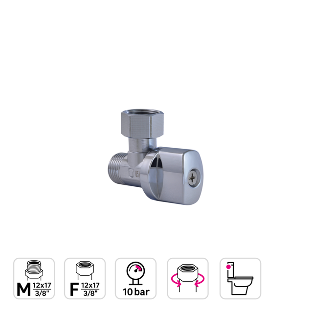 Robinet d'arrêt en laiton pour WC M/F 3/8, EQUATION