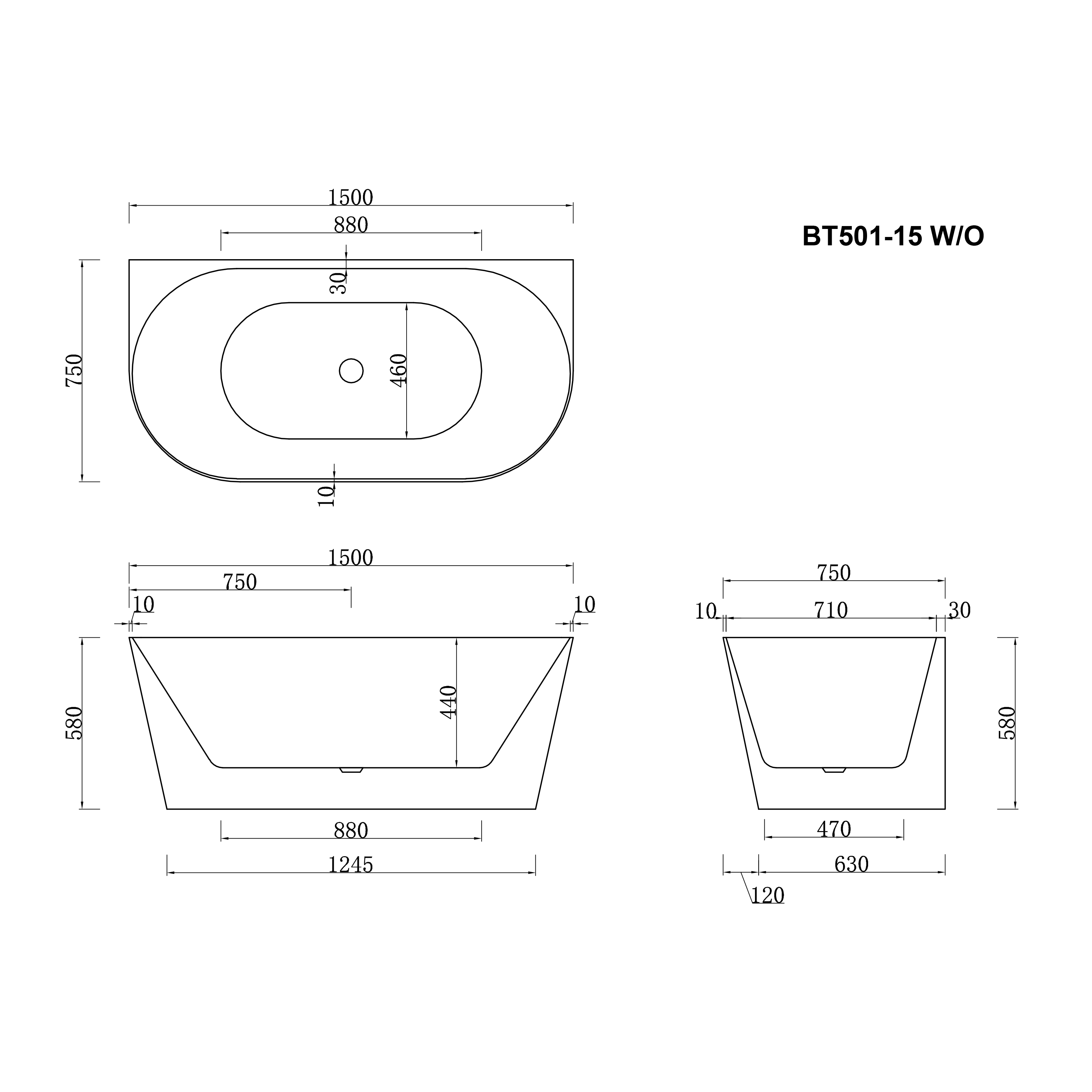 Wanna wolnostojąca BT501-15 W/O Bravat - 9