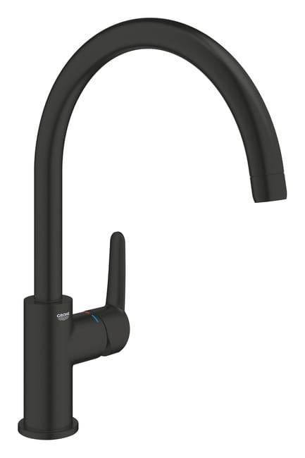 Leroymerlin Rubinetto da cucina fisso a collo di cigno Start Clova Misc. lavello c/alta nero dipinto opaco GROHE