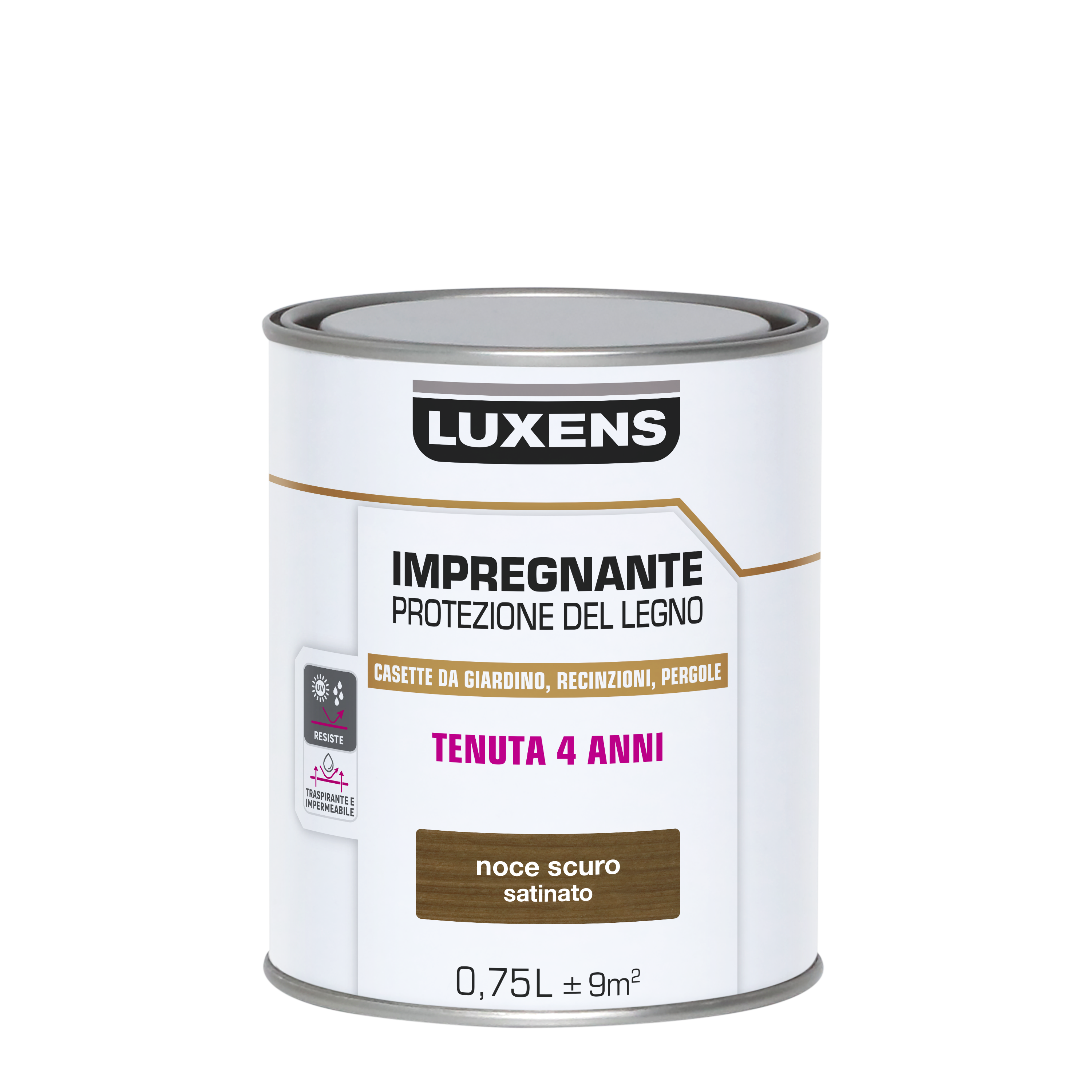 Impregnante per legno da esterno a base acqua LUXENS Protettivo noce scuro satinato 0.75 lt, 4 anni di protezione. - 5