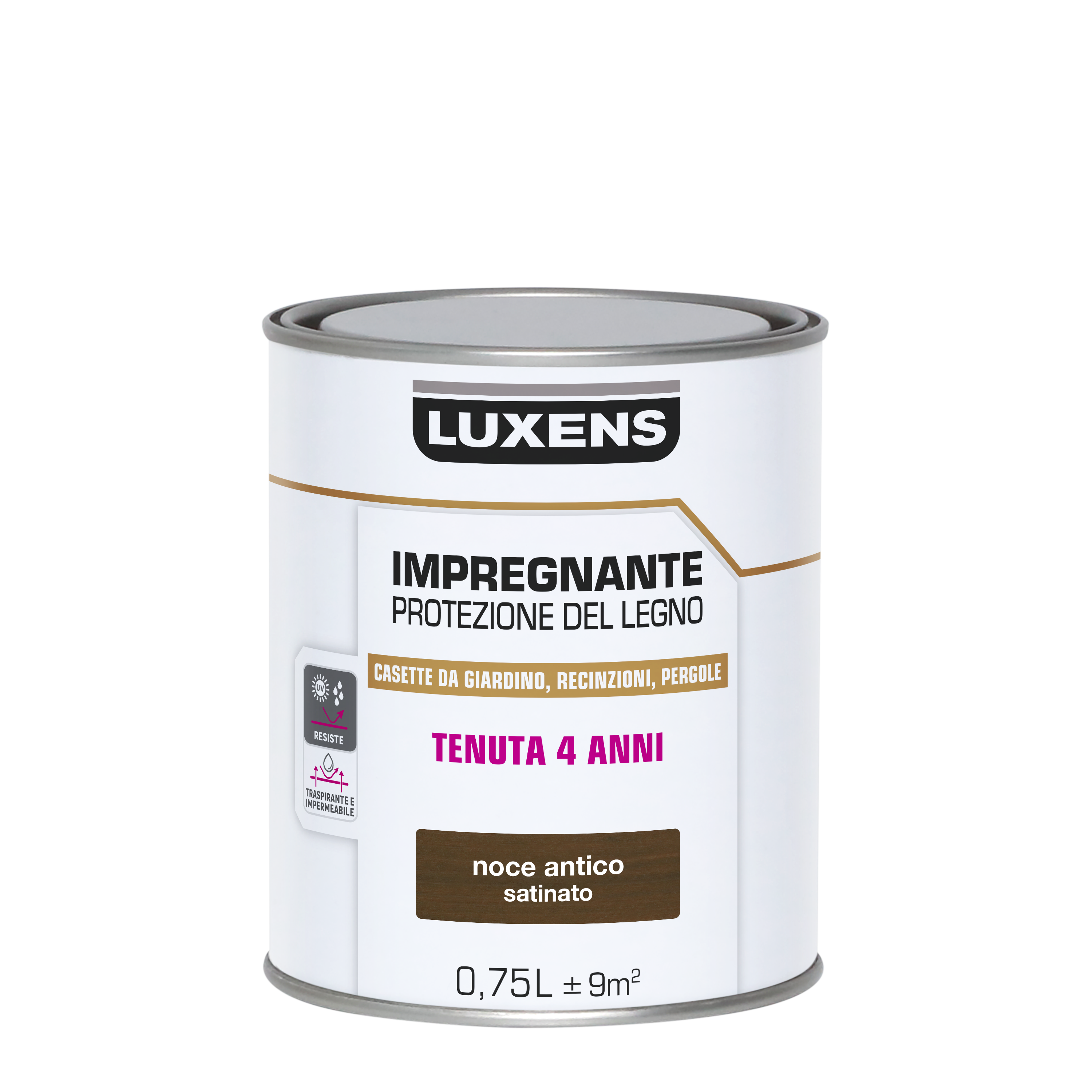 Impregnante per legno da esterno a base acqua LUXENS Protettivo noce antico satinato 0.75 lt, 4 anni di protezione. - 5