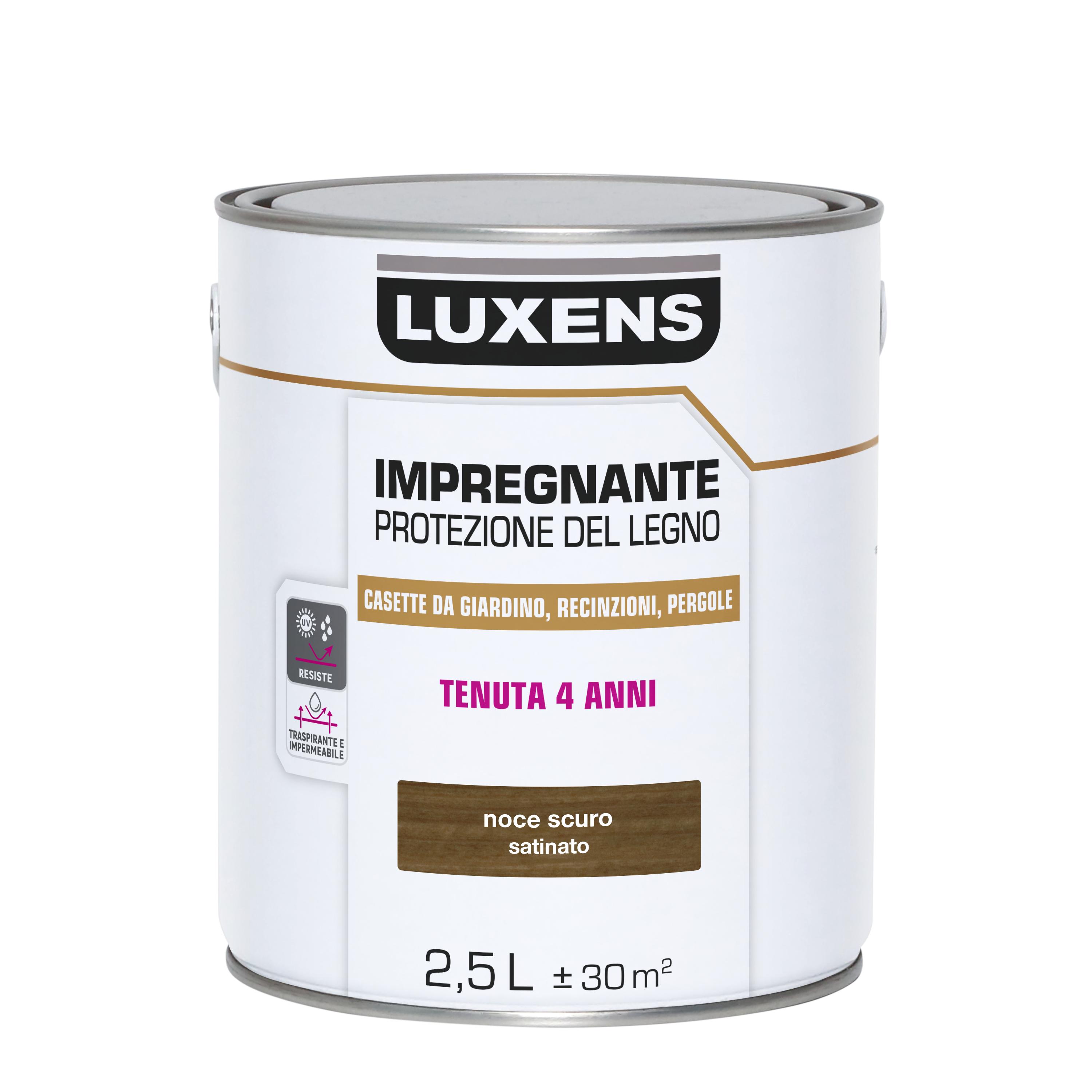 Impregnante per legno da esterno a base acqua LUXENS Protettivo noce scuro satinato 2.5 lt, 4 anni di protezione. - 6