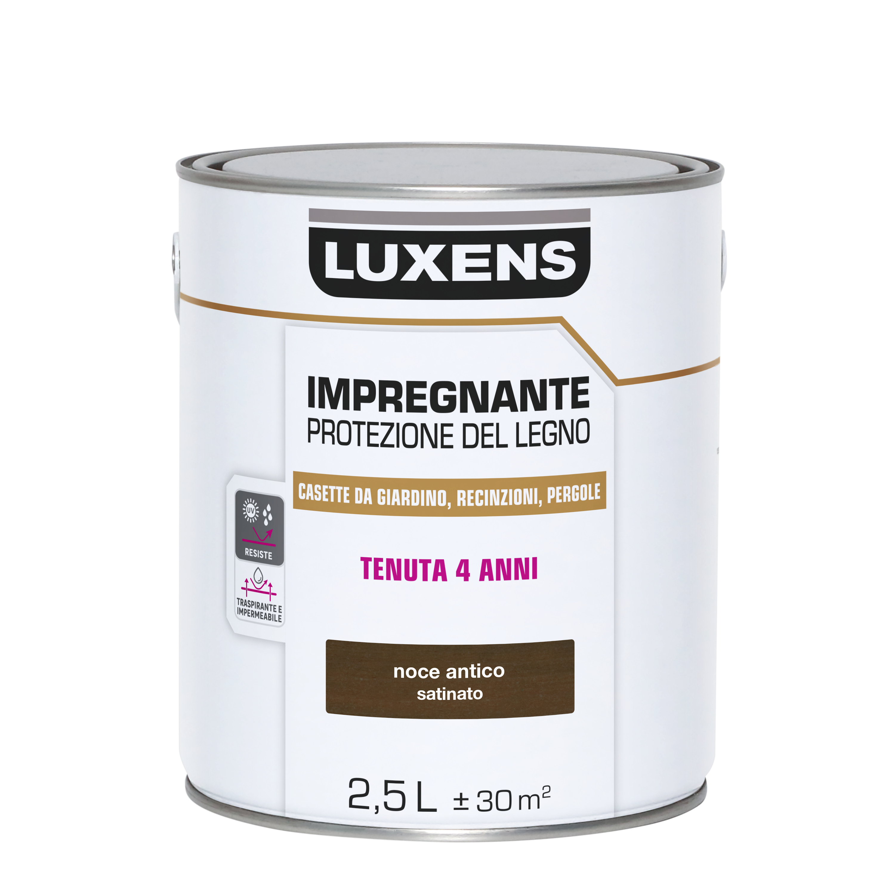 Impregnante per legno da esterno a base acqua LUXENS Protettivo noce antico satinato 2.5 lt, 4 anni di protezione. - 5