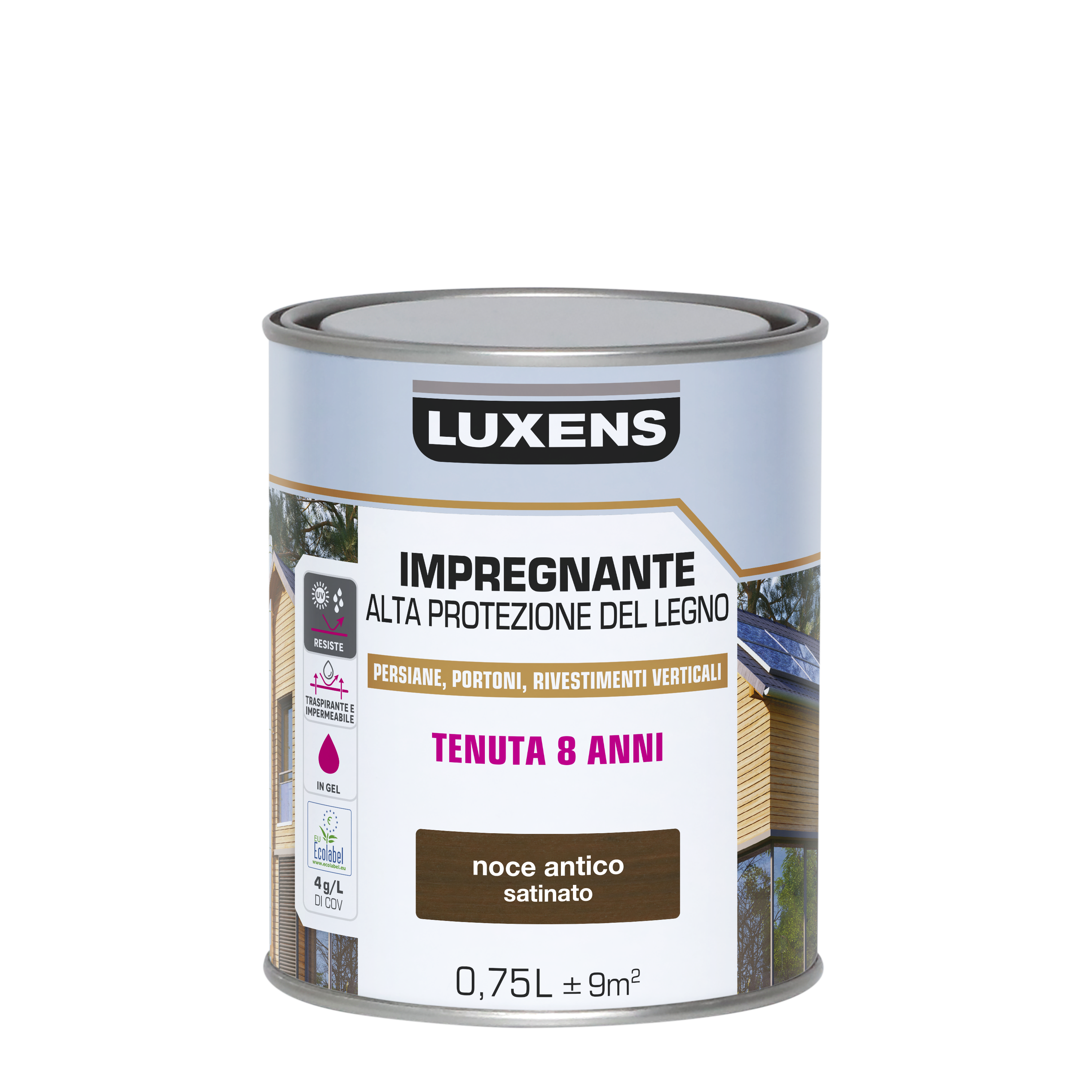 Impregnante per legno da esterno a base acqua LUXENS Alta Protezione noce antico satinato 0.75 lt, 8 anni di protezione. - 6