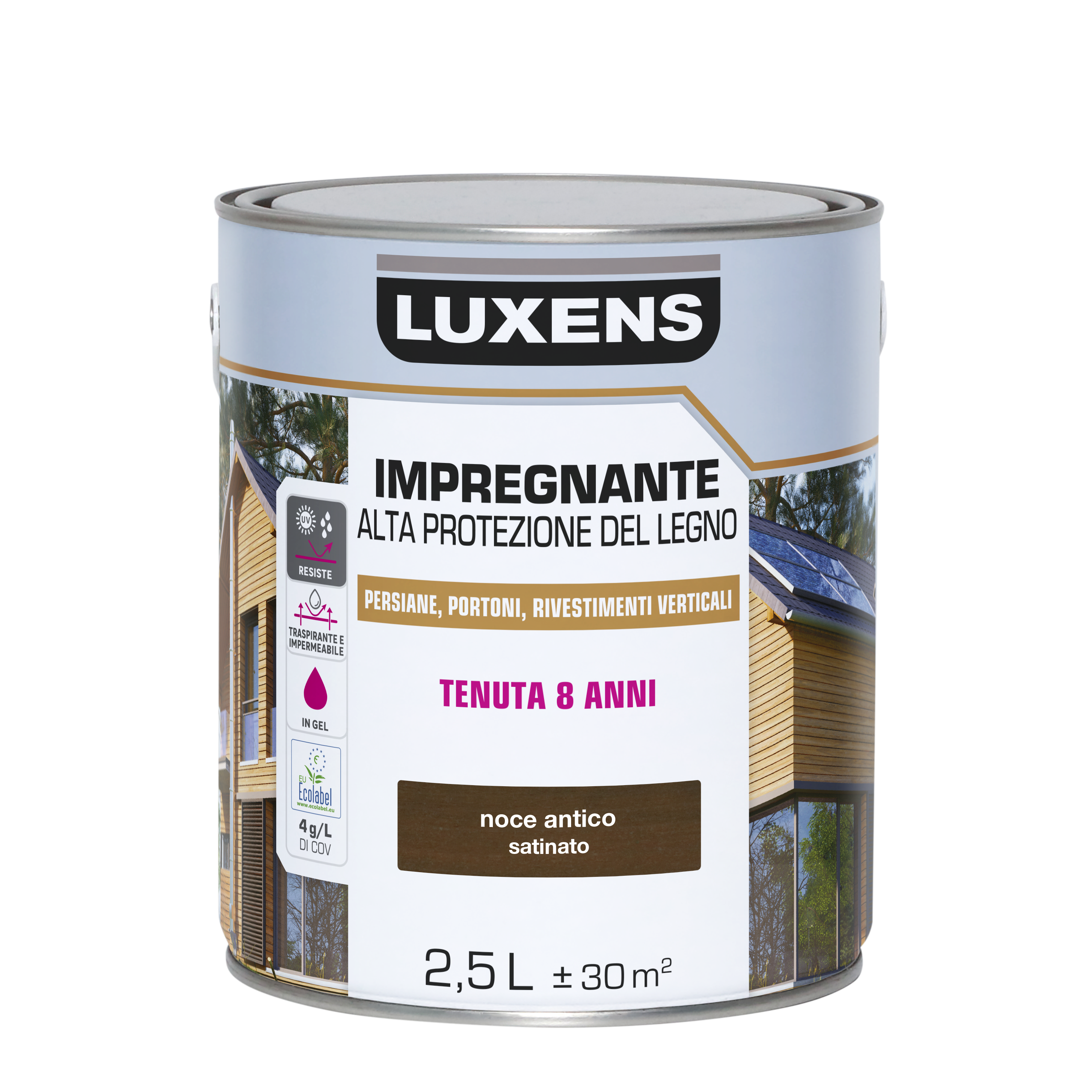 Impregnante per legno da esterno a base acqua LUXENS Alta Protezione noce antico satinato 2.5 lt, 8 anni di protezione. - 6