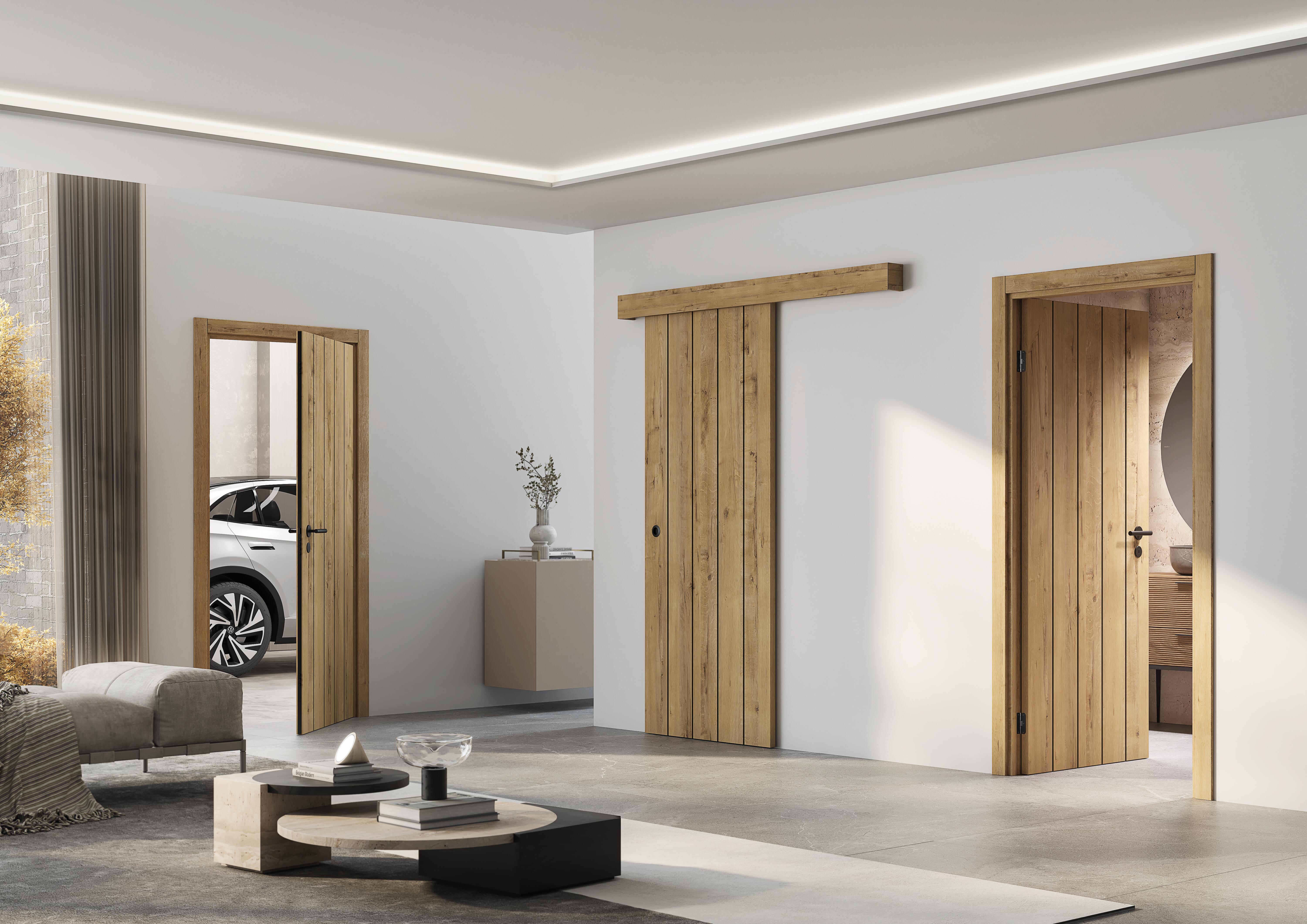 Porte coulissante mdf Palma , H.204 x l.73 cm - 2