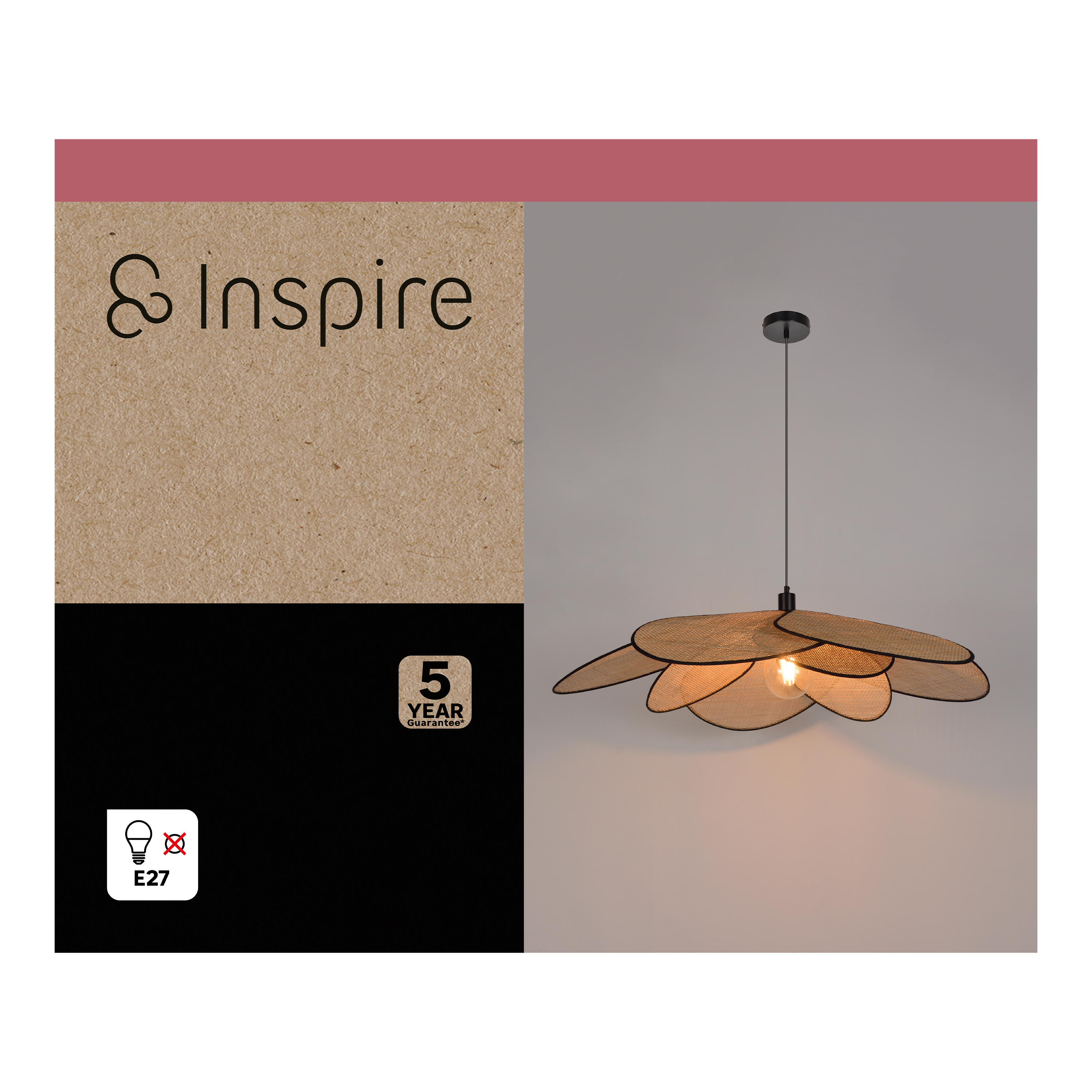 Suspension rotin, Bamako, beige, Diam.110 cm INSPIRE, E27 - 14