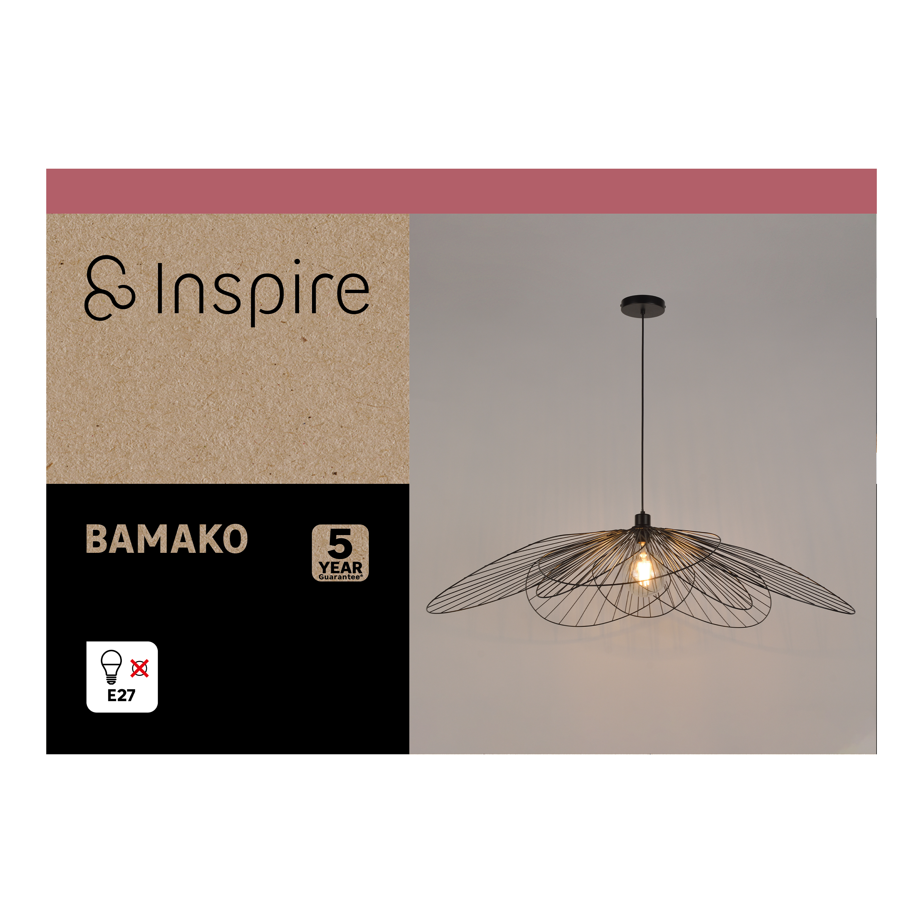 Suspension Bamako, fer, noir, Diam.110 cm INSPIRE, E27 - 11