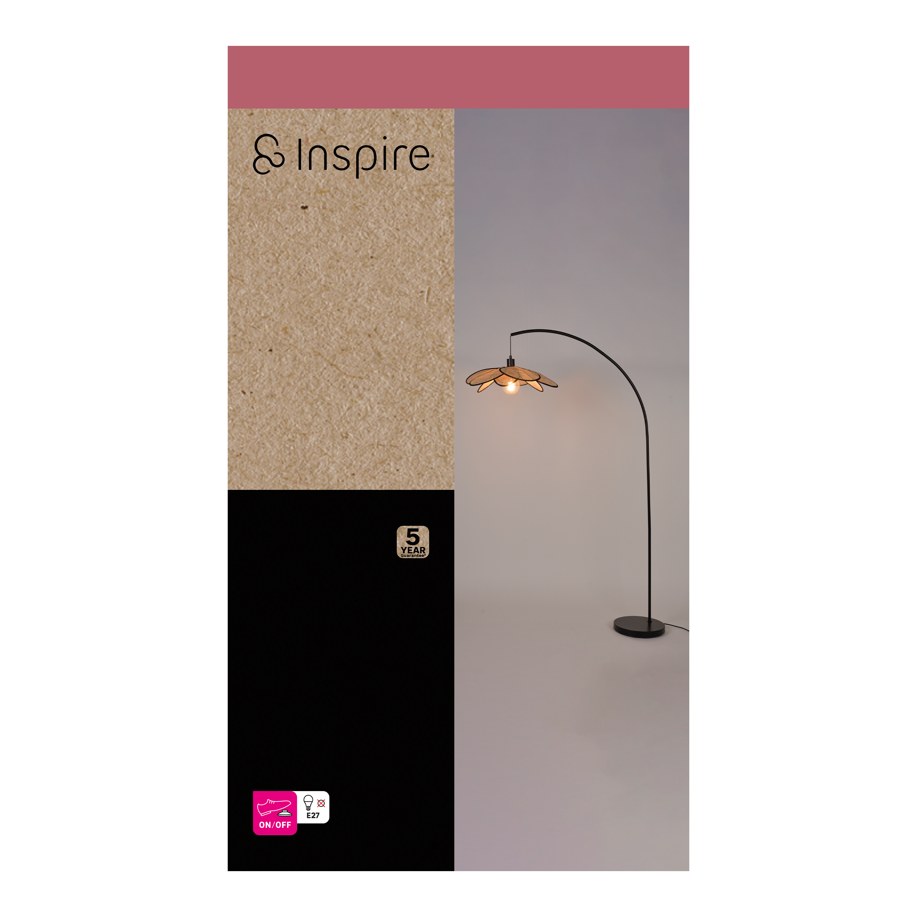 Lampadaire Bamako, acier, noir,  H.175 cm INSPIRE, E27 - 14