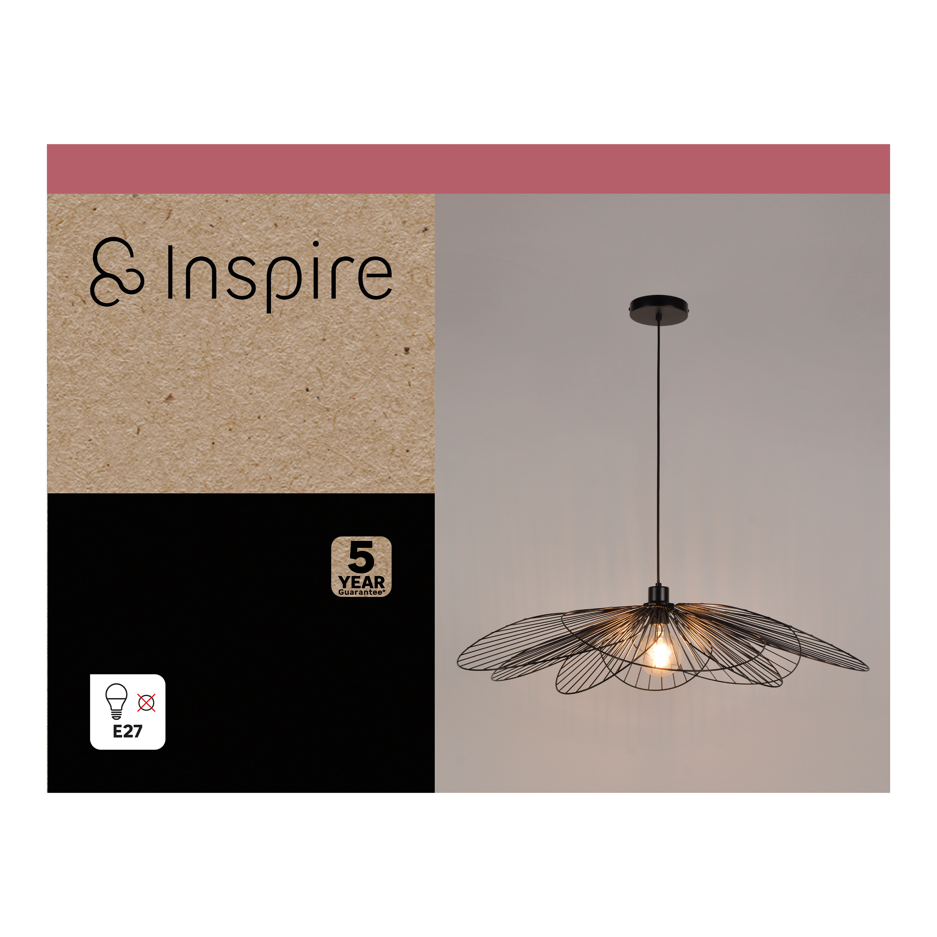 Suspension Bamako, fer, noir, Diam.80 cm INSPIRE, E27 - 13