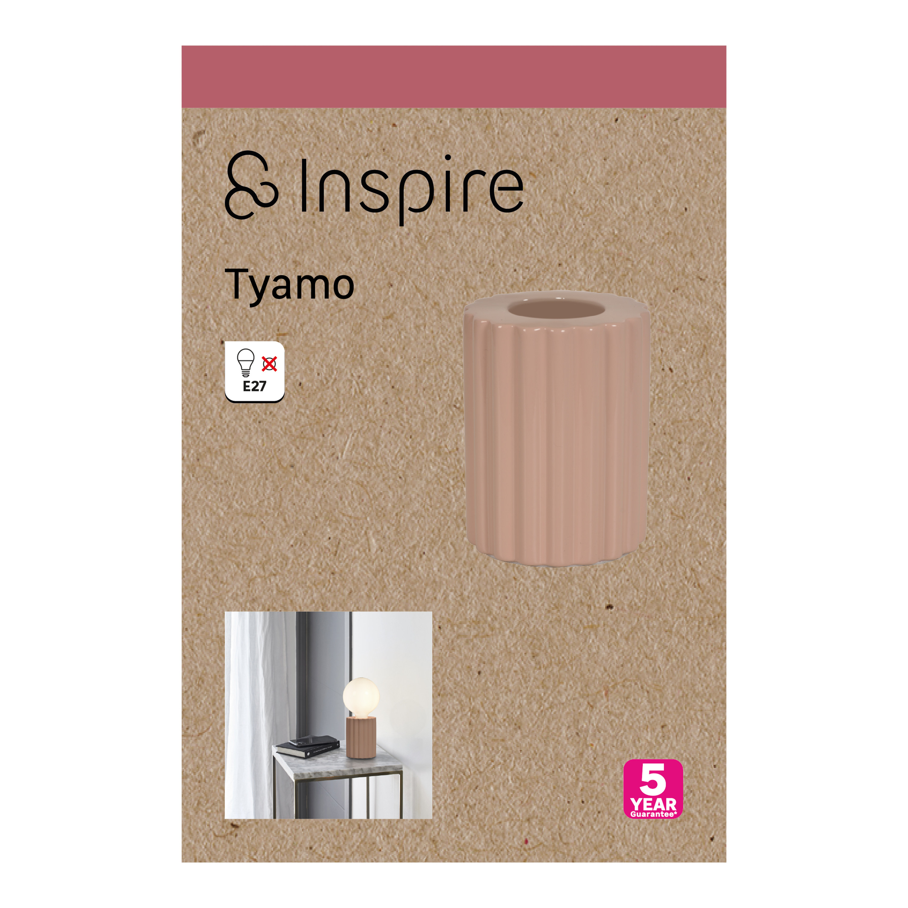 Lampe Tyamo, céramique, rose, H.13.5 cm INSPIRE, E27 - 11