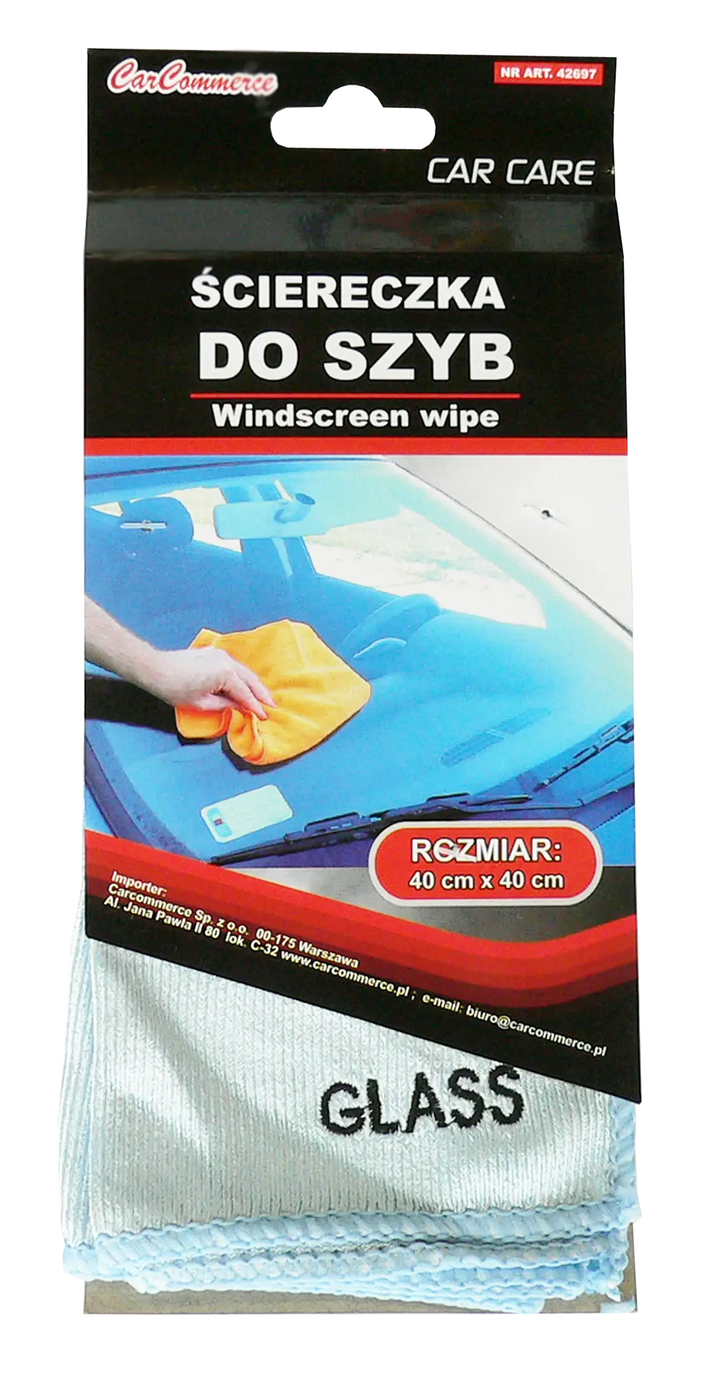 Ściereczka z mikrofibry do szyb niebieska Carcommerce