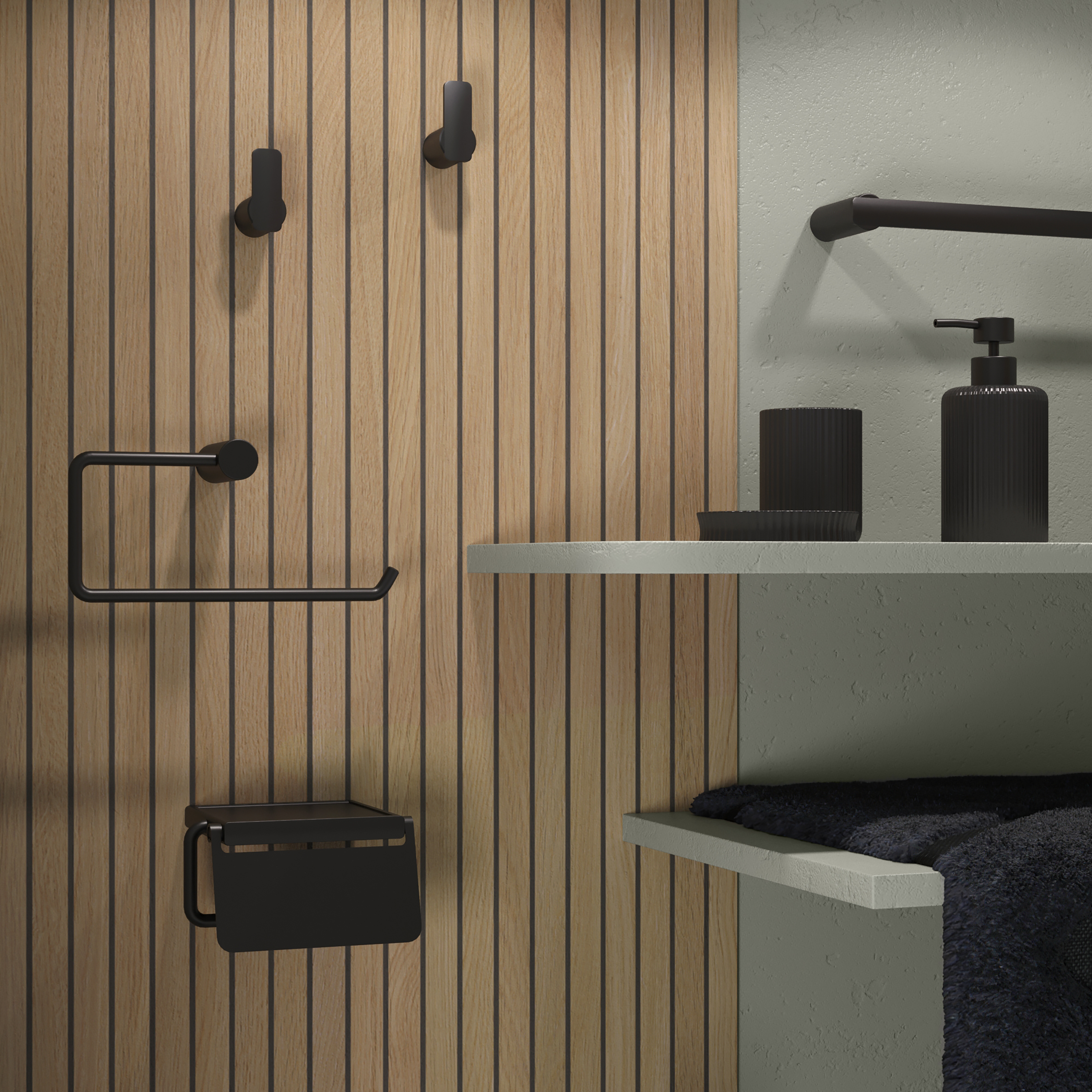 Wieszak łazienkowy na ręcznik przykręcany 35 cm Neo czarny mat Sensea - 9