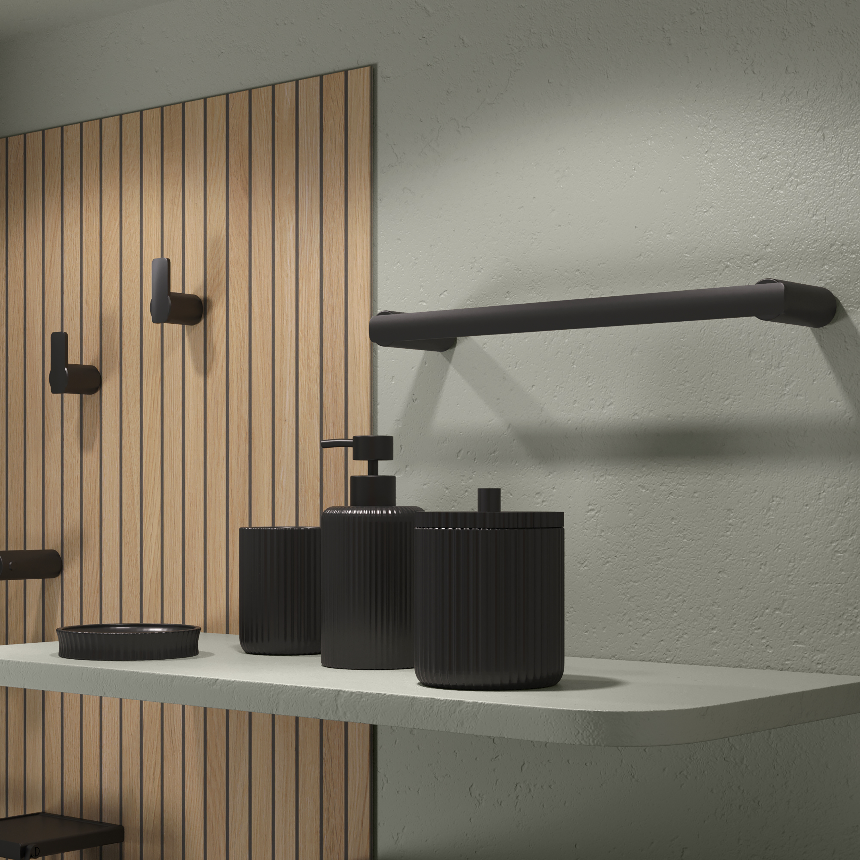 Wieszak łazienkowy na ręcznik przykręcany 35 cm Neo czarny mat Sensea - 8