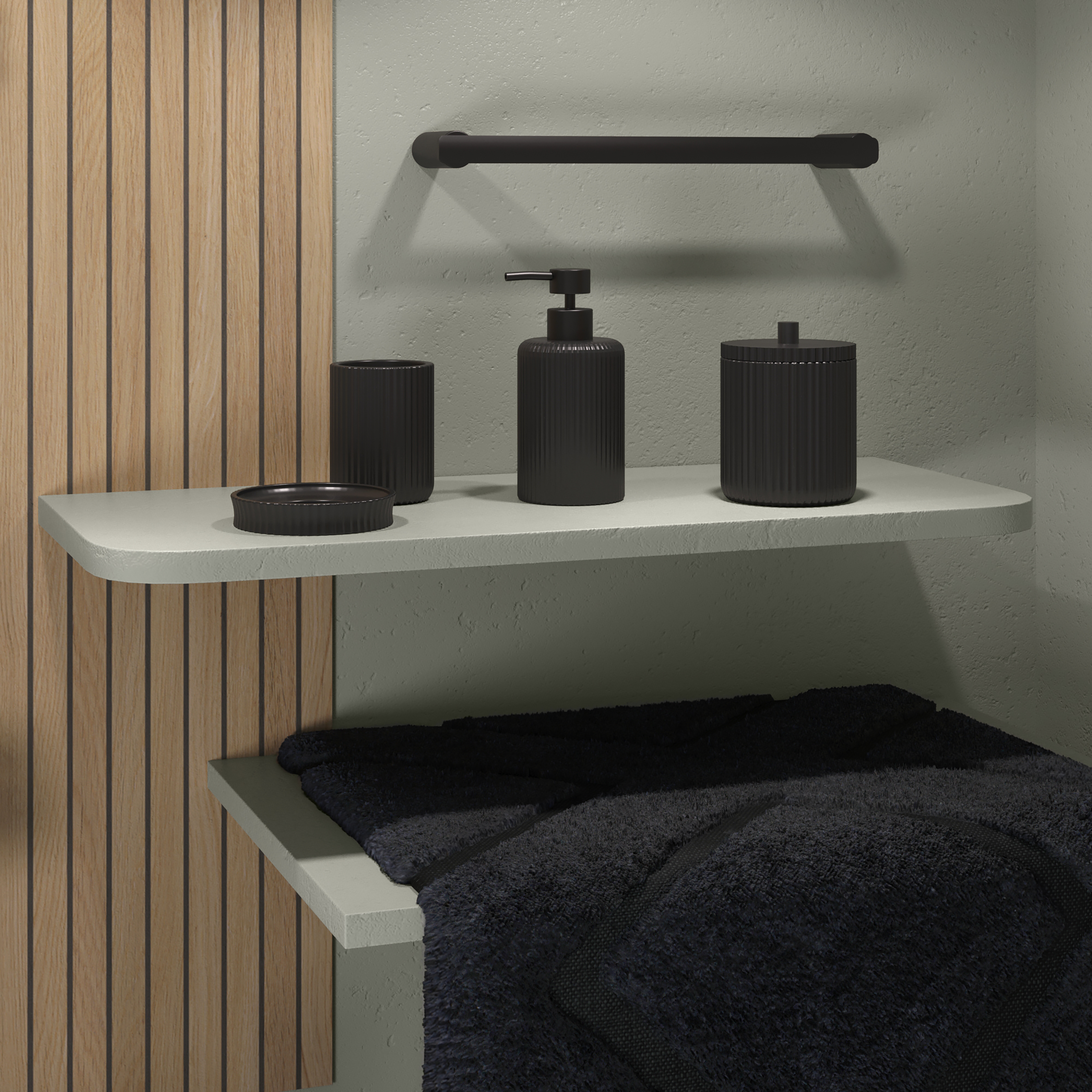 Wieszak łazienkowy na ręcznik przykręcany 35 cm Neo czarny mat Sensea - 7