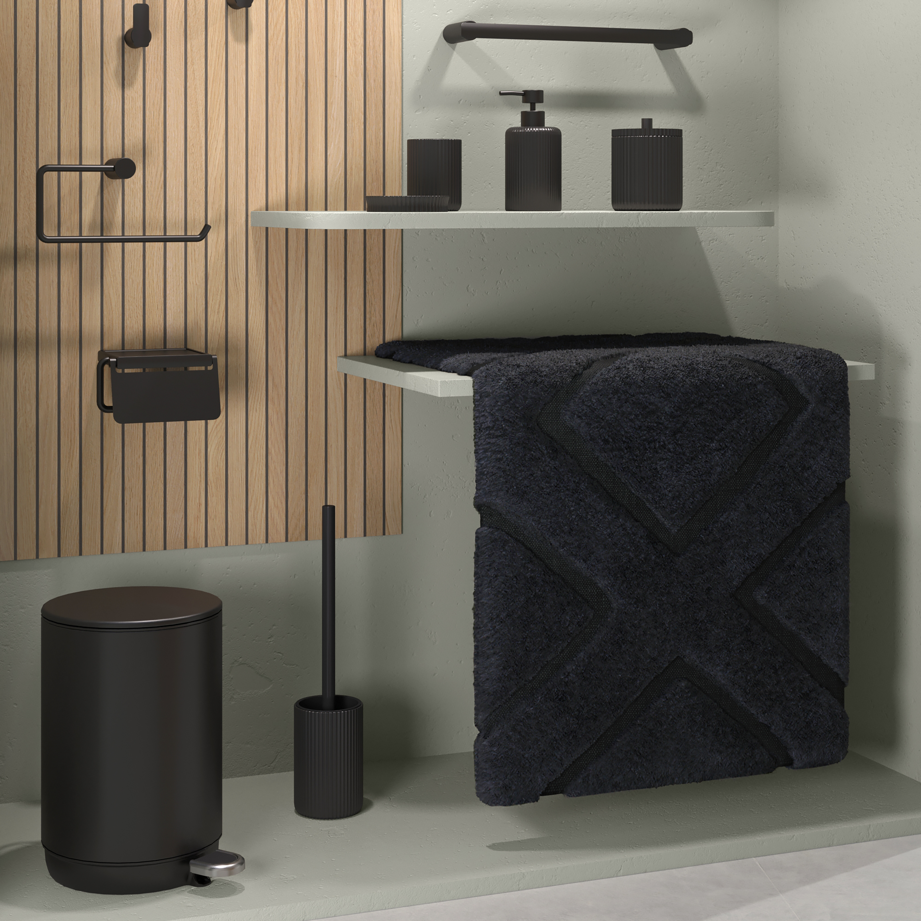 Wieszak łazienkowy na ręcznik przykręcany 35 cm Neo czarny mat Sensea - 6