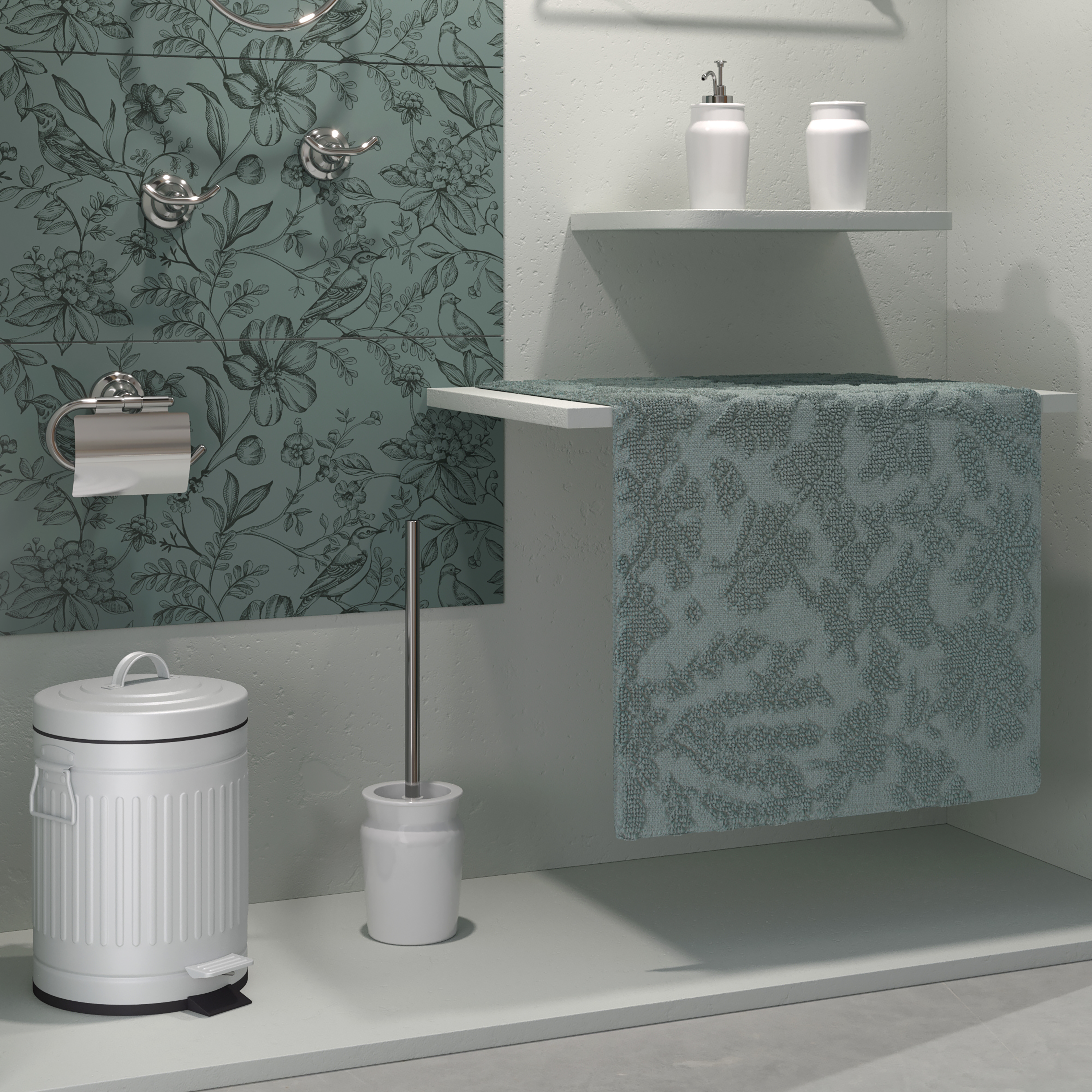 Portarrollos de papel higiénico Charm plata adheviso o para atornillar, perforar, sin perforación - 11