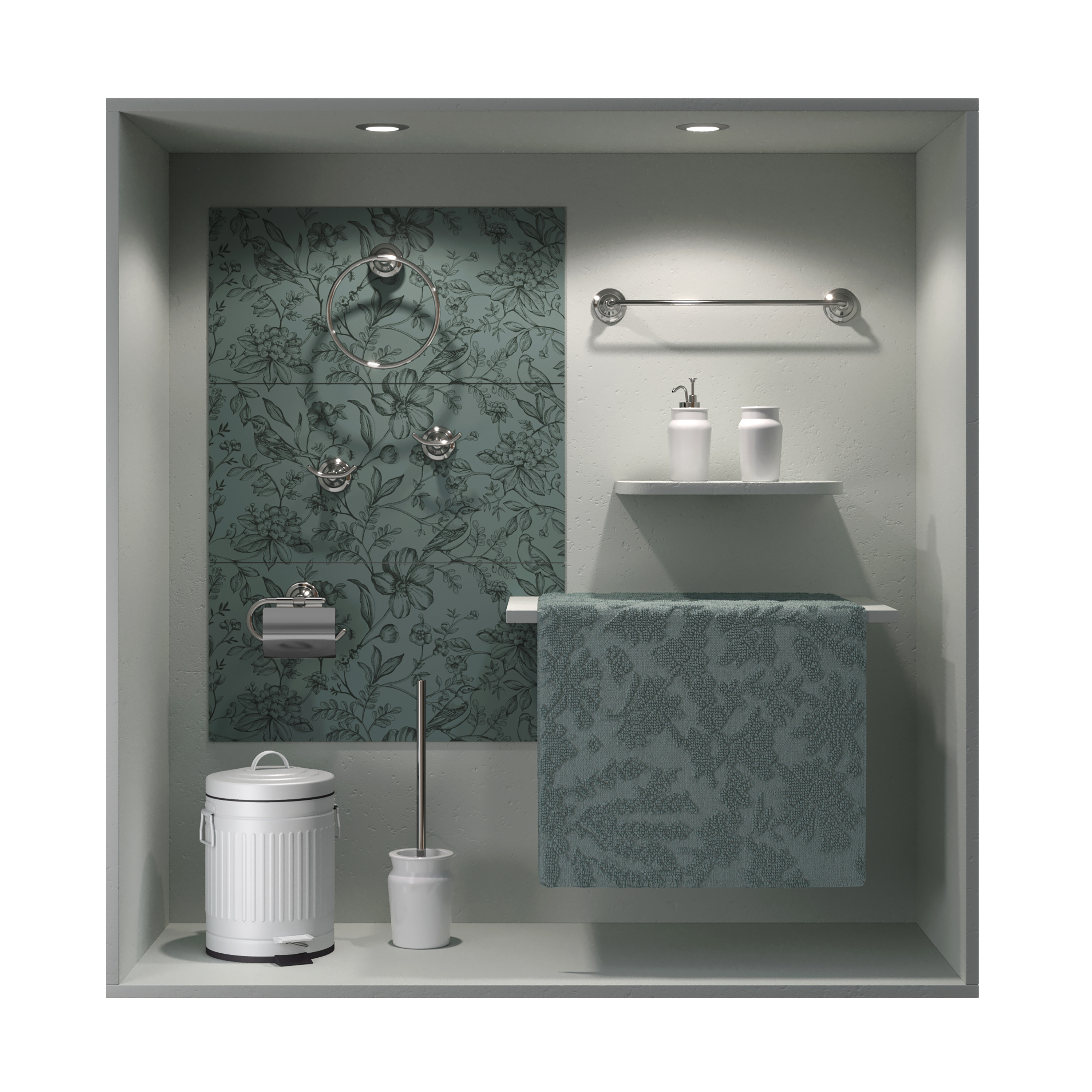 Portarrollos de papel higiénico Charm plata adheviso o para atornillar, perforar, sin perforación - 9