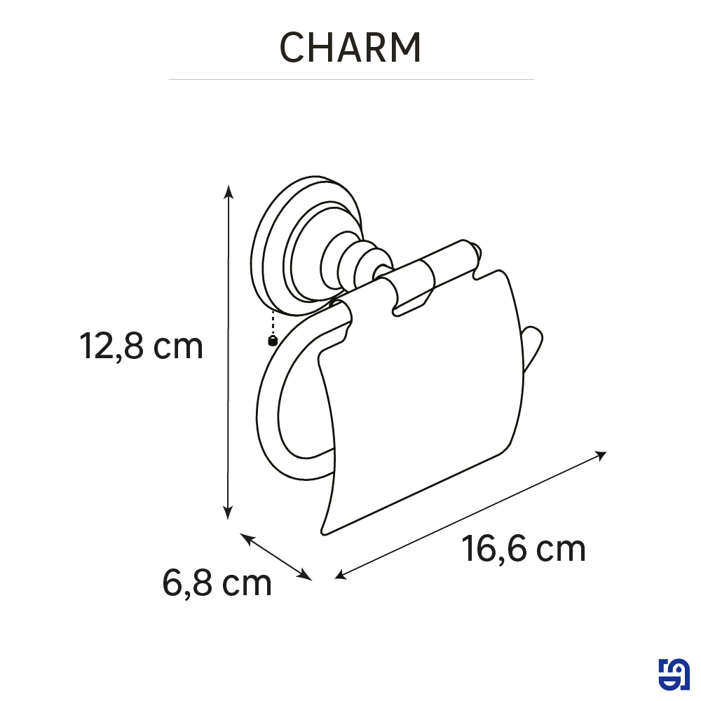 Portarrollos de papel higiénico Charm plata adheviso o para atornillar, perforar, sin perforación - 2