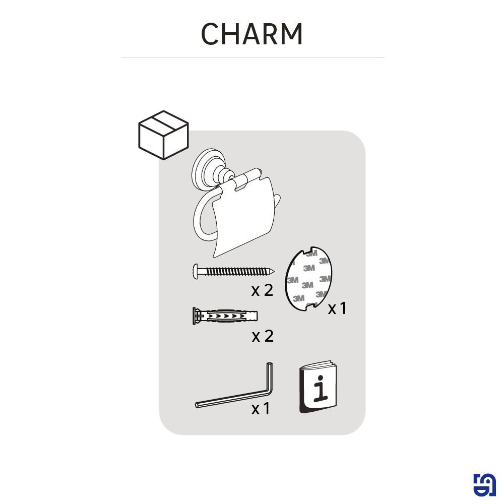 Portarrollos de papel higiénico Charm plata adheviso o para atornillar, perforar, sin perforación - 13