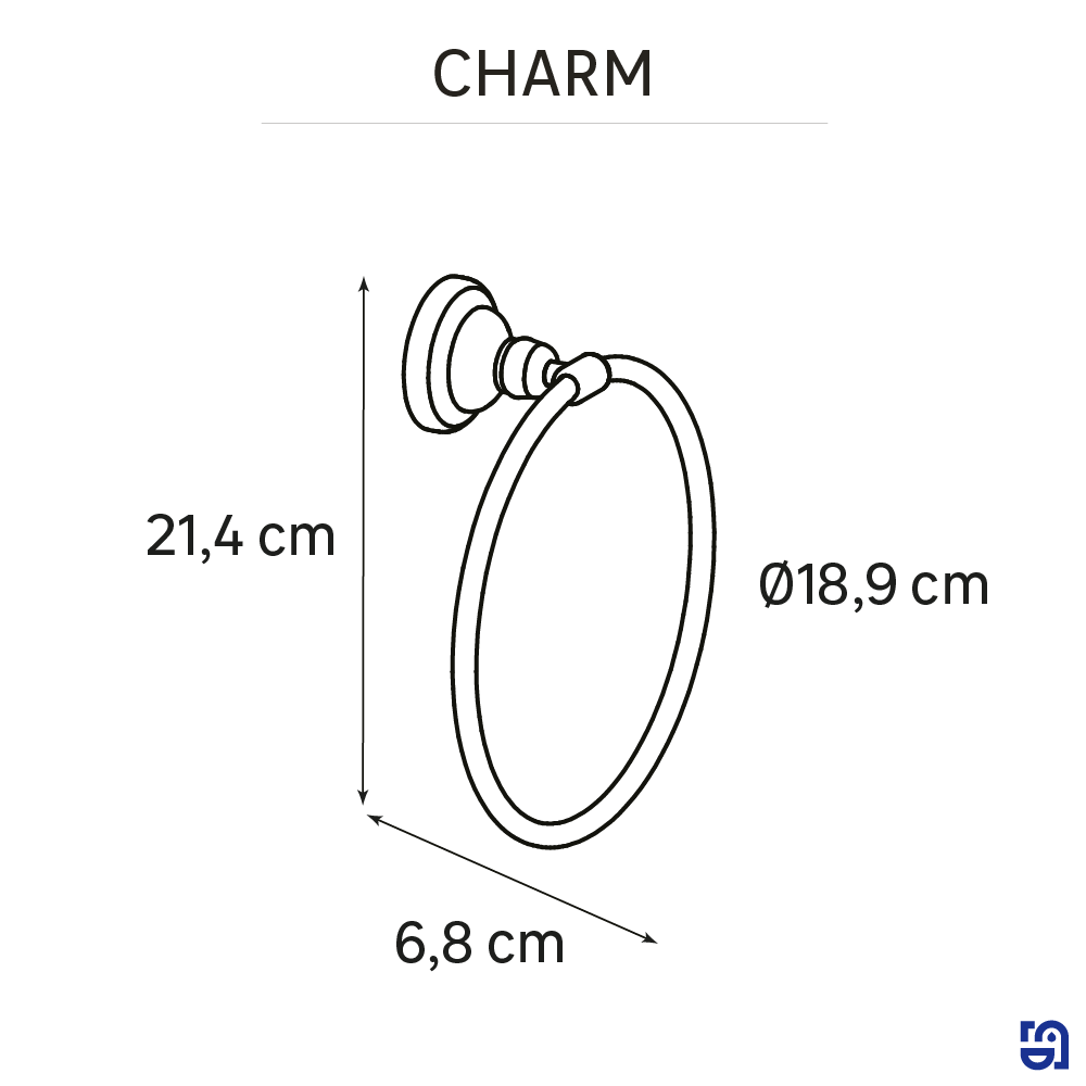 Anneau porte-serviette mural 1 barre à visser / à coller / à monter noir Charme - 5